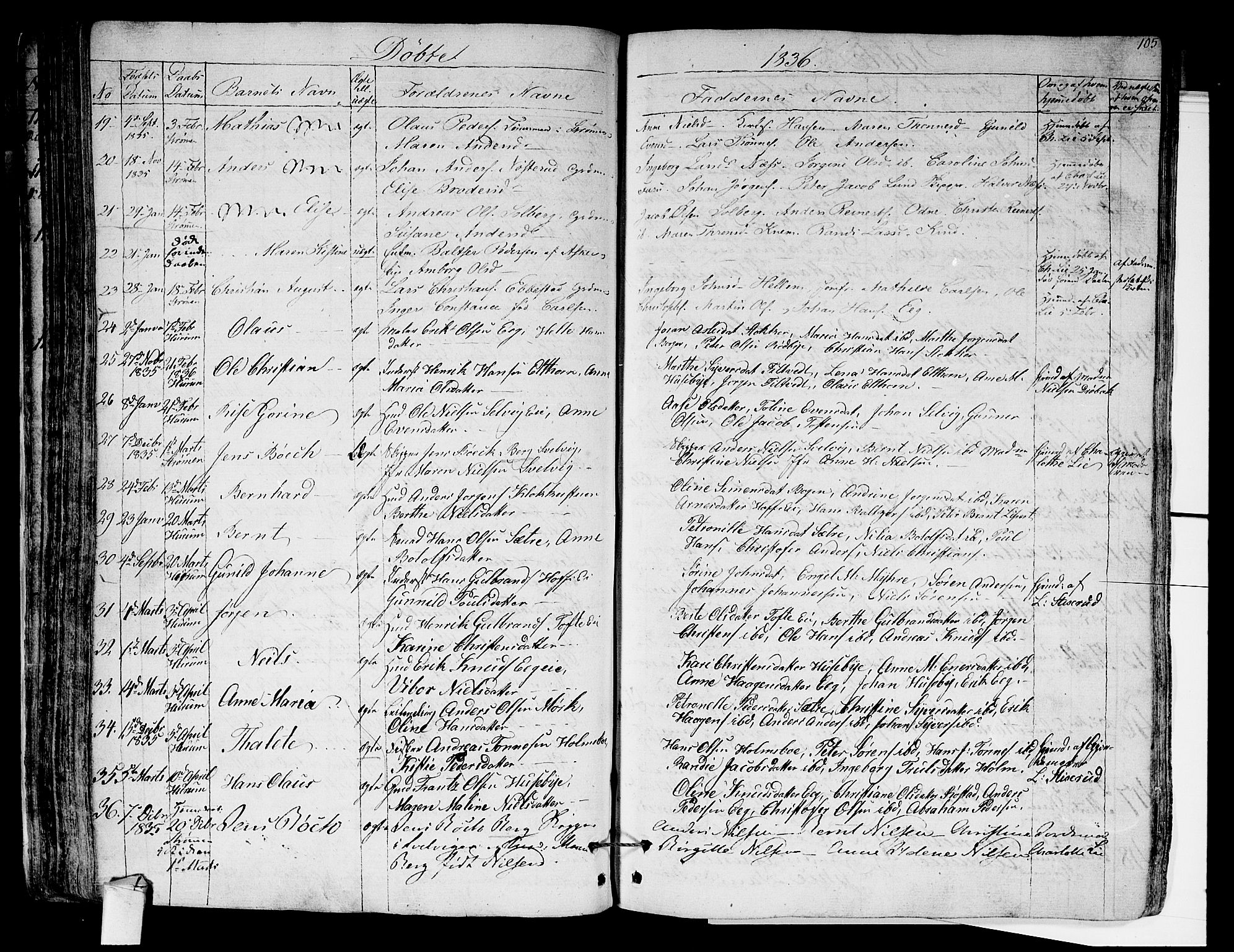 Hurum kirkebøker, AV/SAKO-A-229/F/Fa/L0010: Parish register (official) no. 10, 1827-1846, p. 105