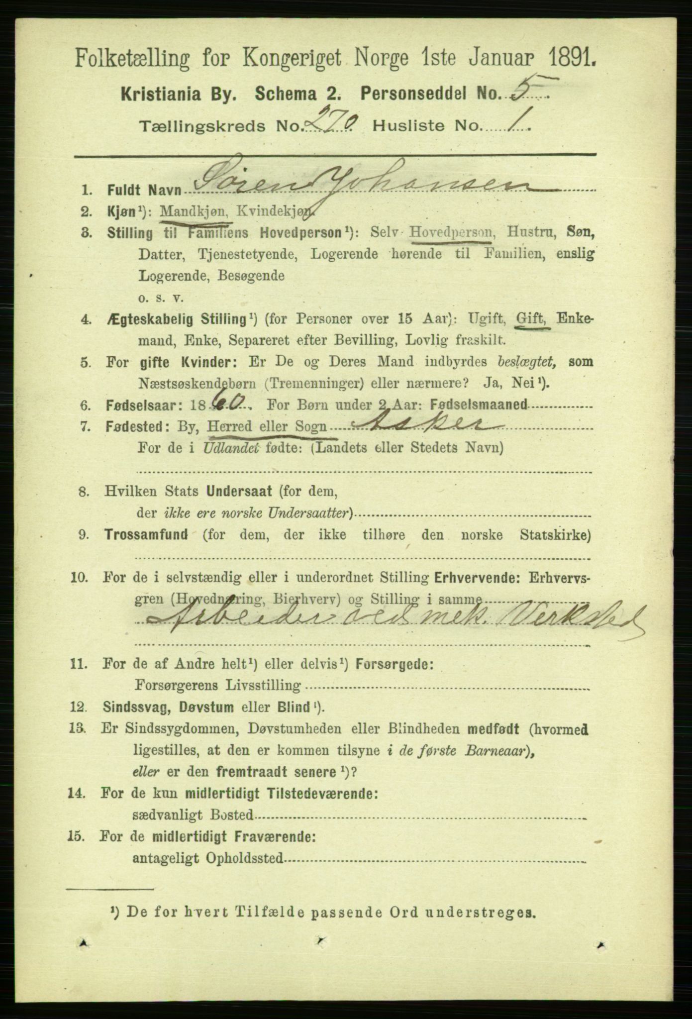 RA, 1891 census for 0301 Kristiania, 1891, p. 164078