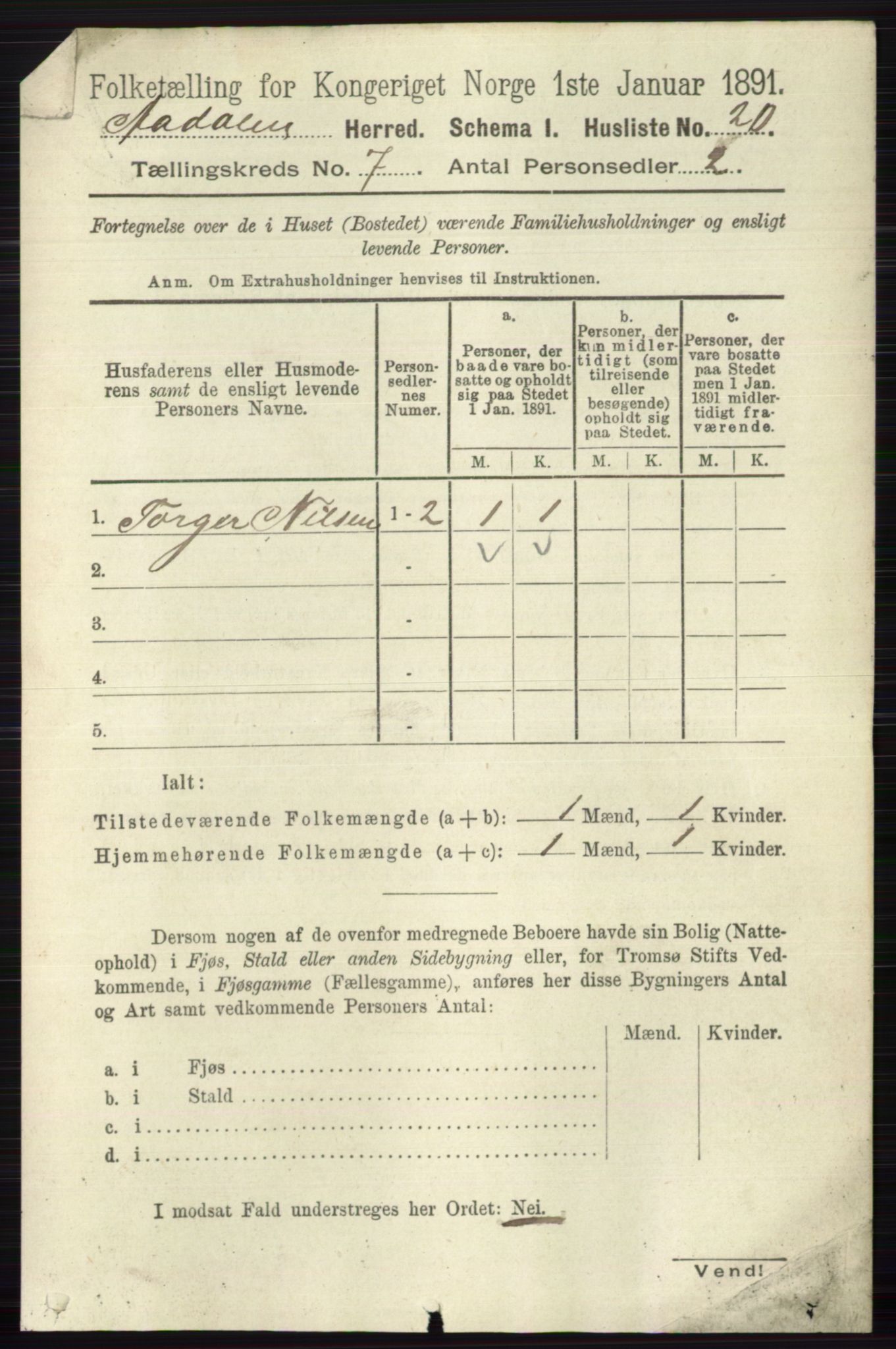 RA, 1891 census for 0614 Ådal, 1891, p. 3031