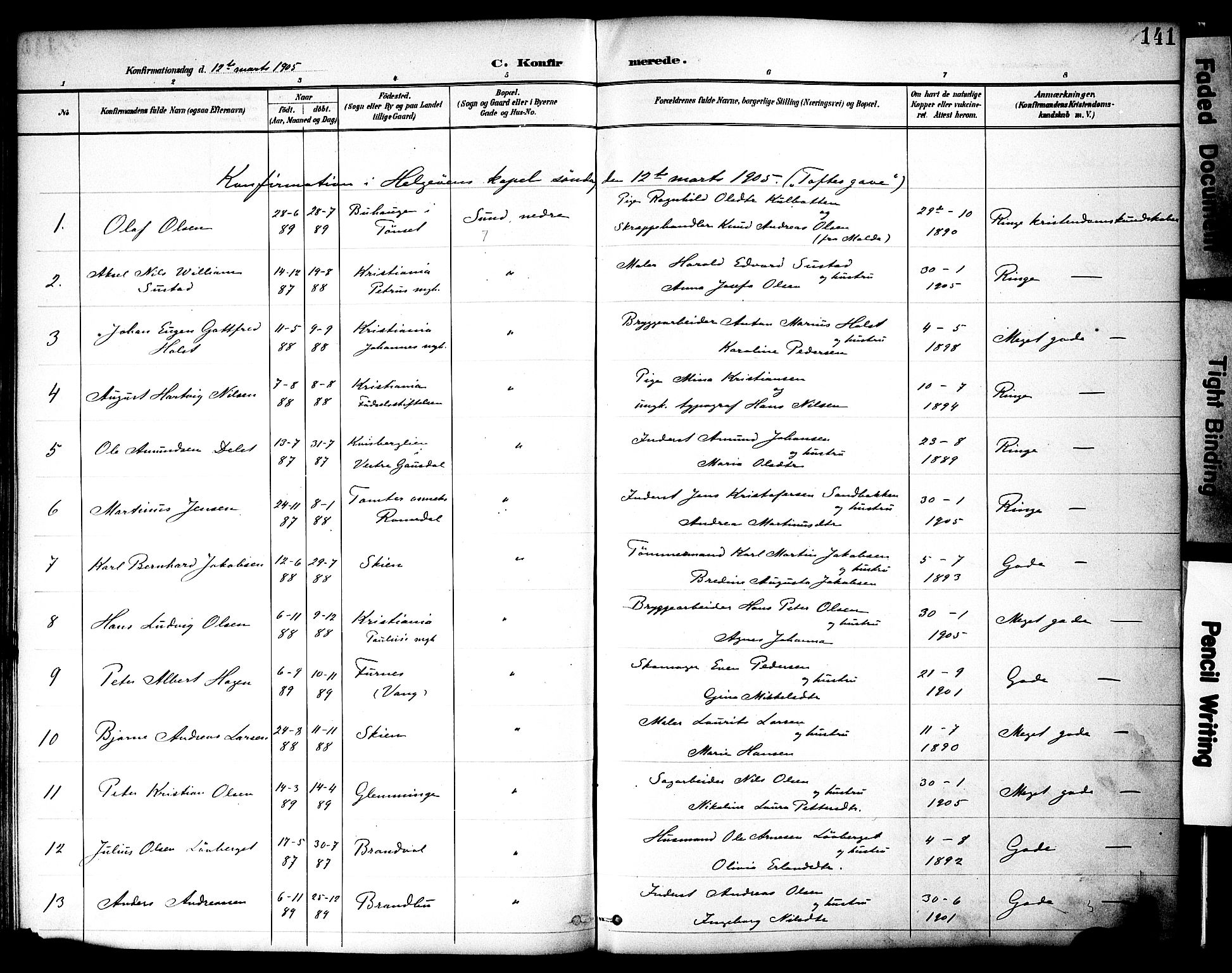 Nes prestekontor, Hedmark, AV/SAH-PREST-020/K/Ka/L0010: Parish register (official) no. 10, 1887-1905, p. 141