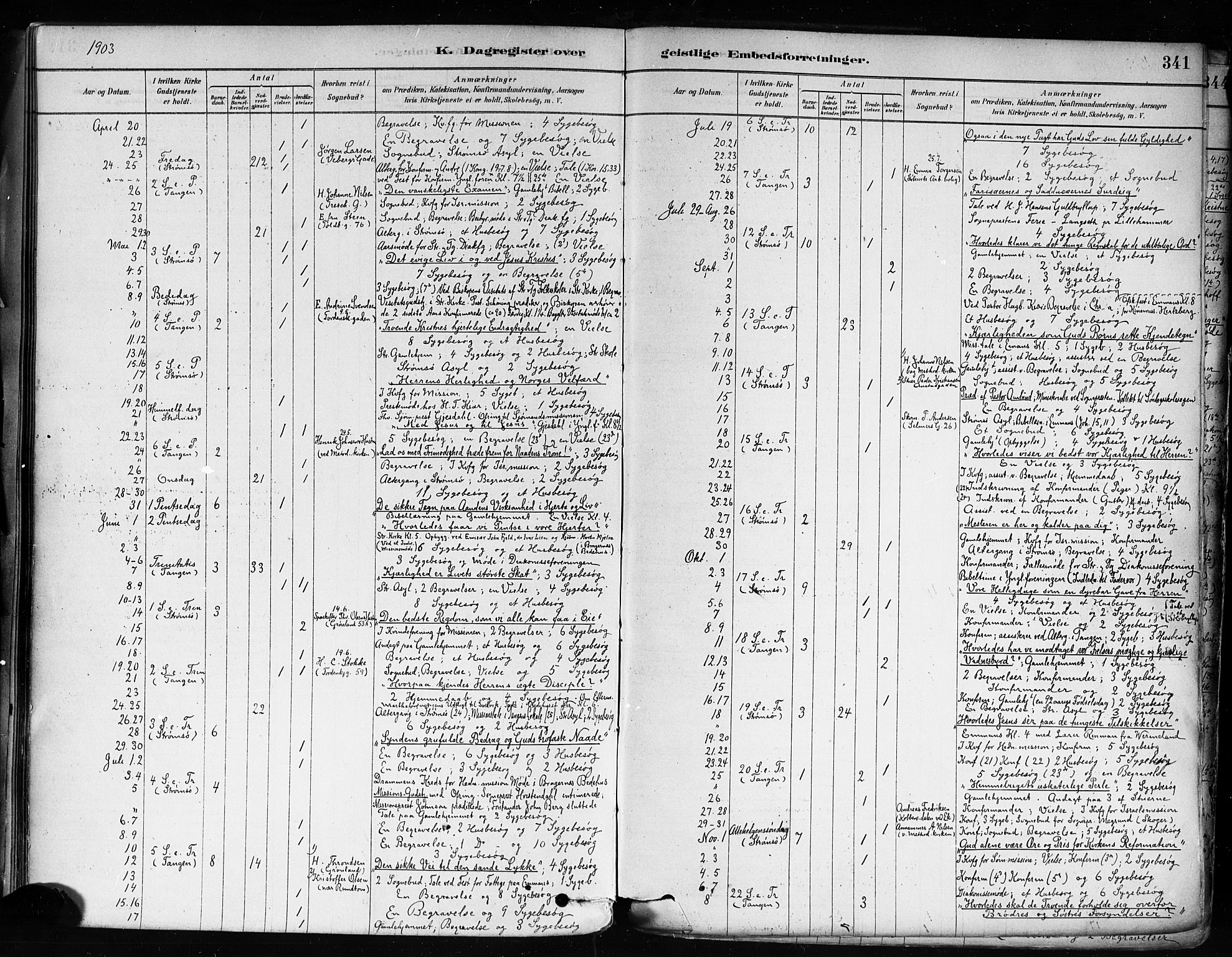 Strømsø kirkebøker, AV/SAKO-A-246/F/Fa/L0022: Parish register (official) no. I 22, 1879-1899, p. 341