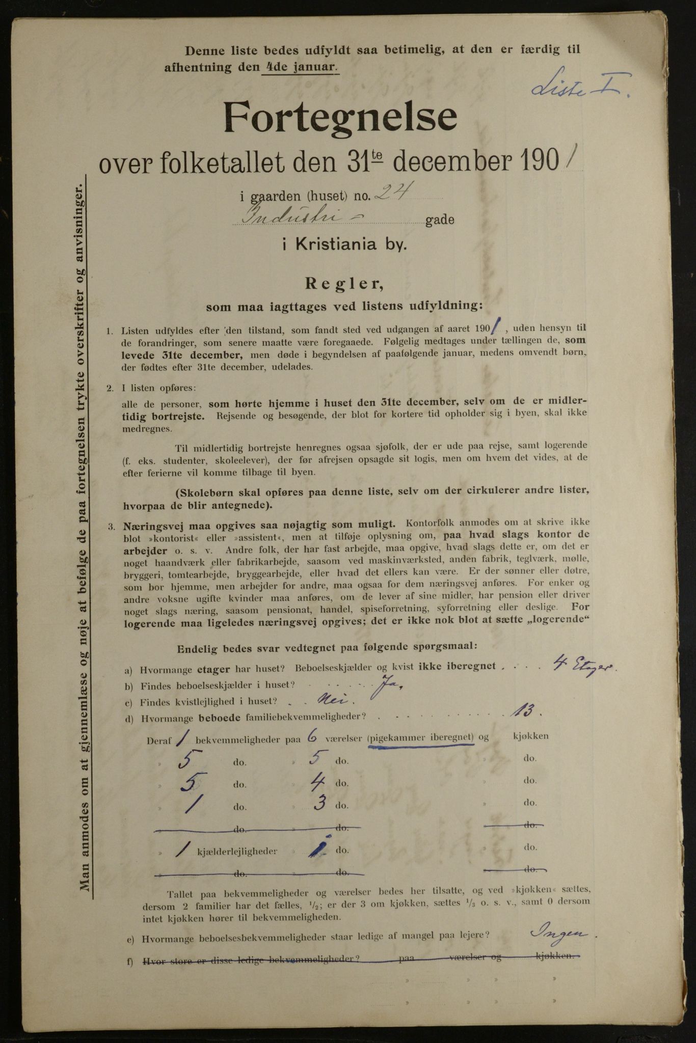 OBA, Municipal Census 1901 for Kristiania, 1901, p. 6808