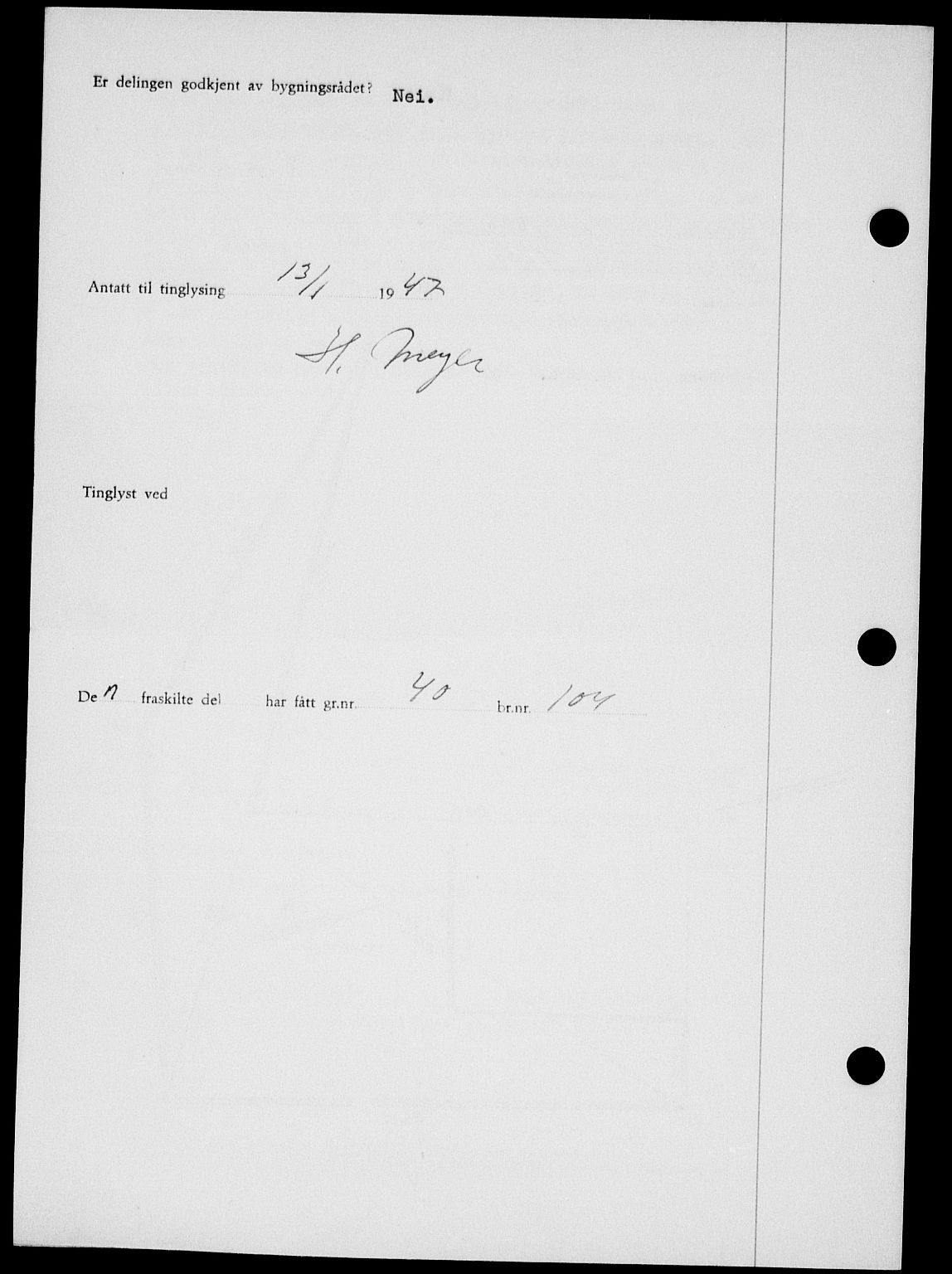 Onsøy sorenskriveri, SAO/A-10474/G/Ga/Gab/L0018: Mortgage book no. II A-18, 1946-1947, Diary no: : 98/1947