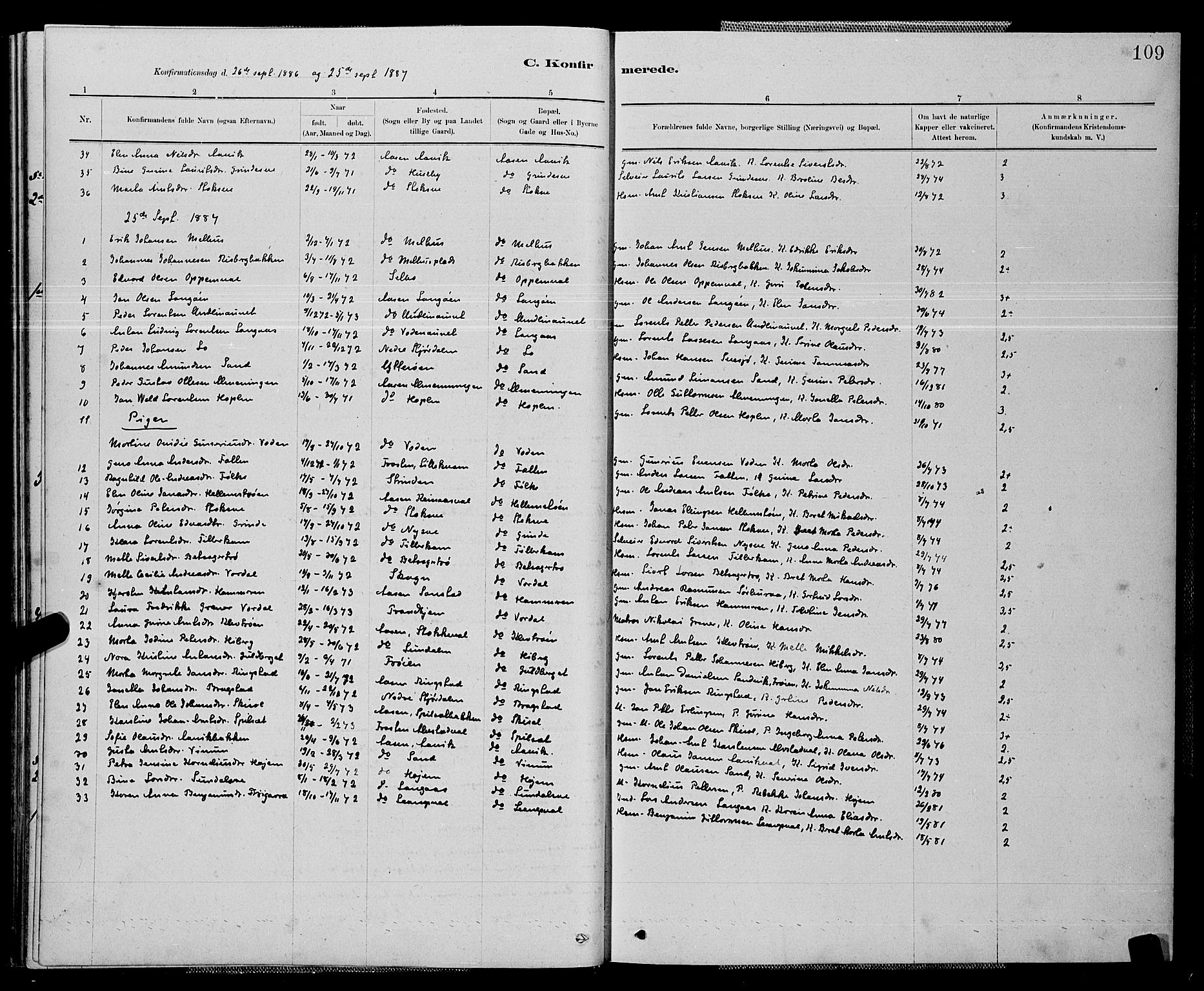 Ministerialprotokoller, klokkerbøker og fødselsregistre - Nord-Trøndelag, SAT/A-1458/714/L0134: Parish register (copy) no. 714C03, 1878-1898, p. 109