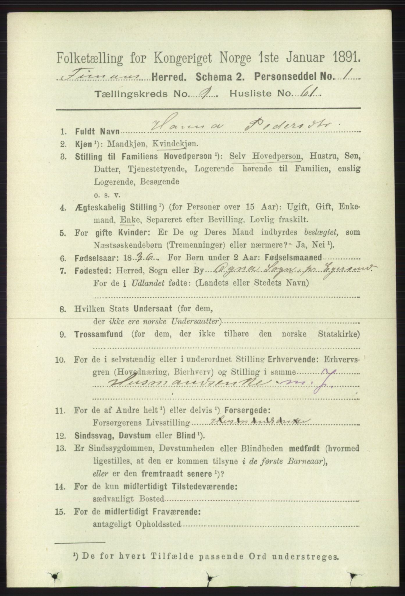 RA, 1891 census for 1218 Finnås, 1891, p. 4327