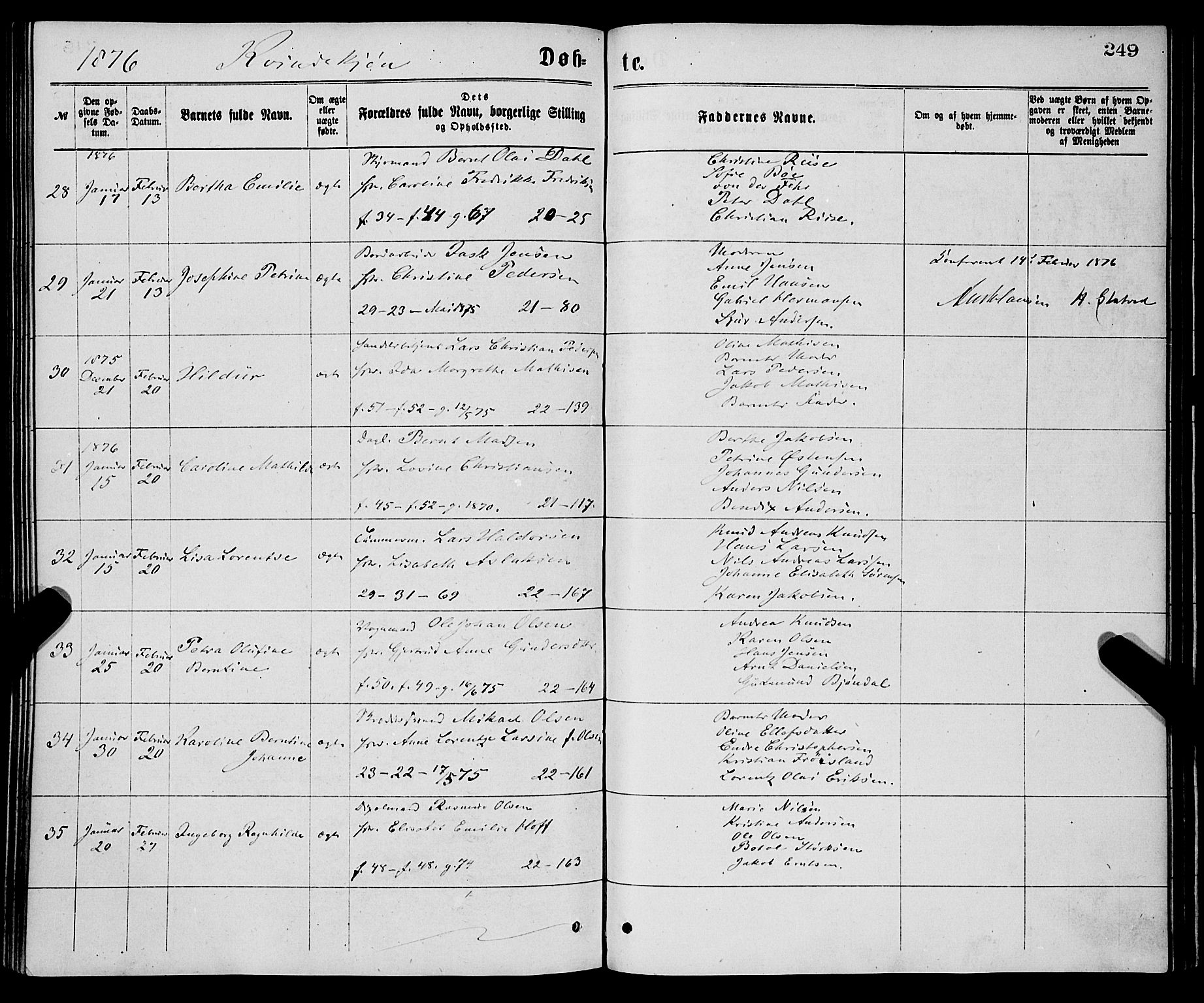 Korskirken sokneprestembete, AV/SAB-A-76101/H/Haa/L0020: Parish register (official) no. B 6, 1871-1878, p. 249