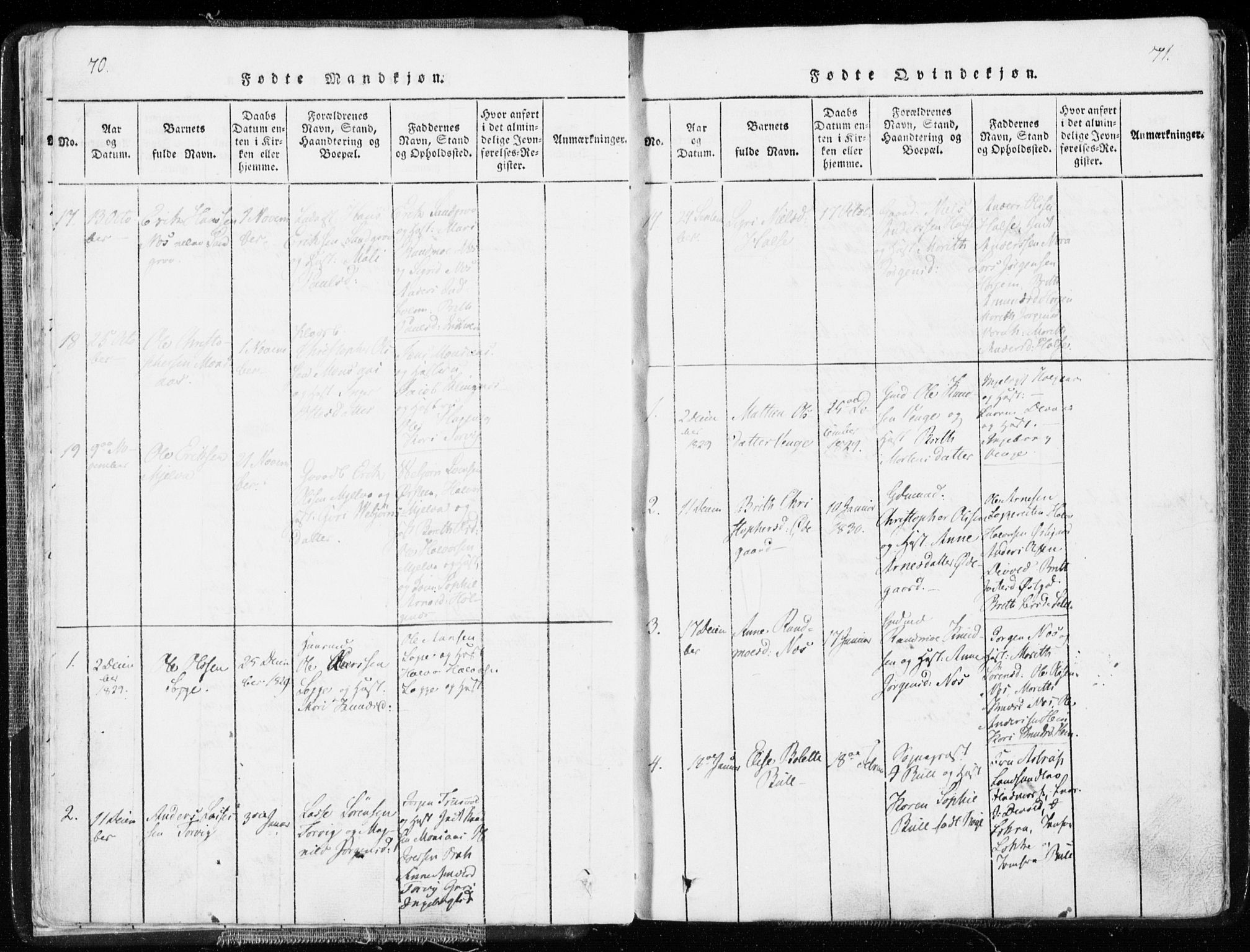 Ministerialprotokoller, klokkerbøker og fødselsregistre - Møre og Romsdal, AV/SAT-A-1454/544/L0571: Parish register (official) no. 544A04, 1818-1853, p. 70-71