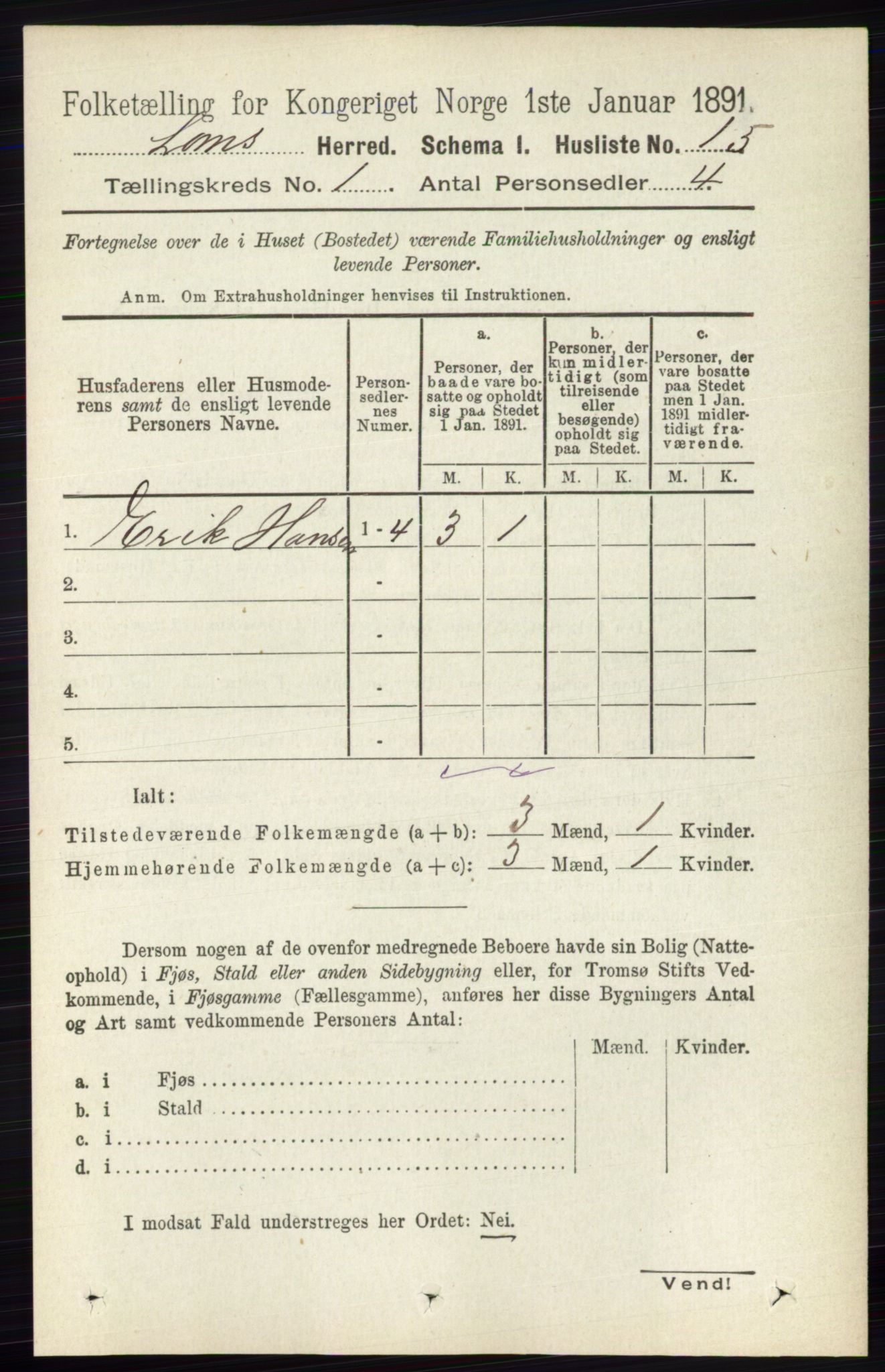 RA, 1891 census for 0514 Lom, 1891, p. 36