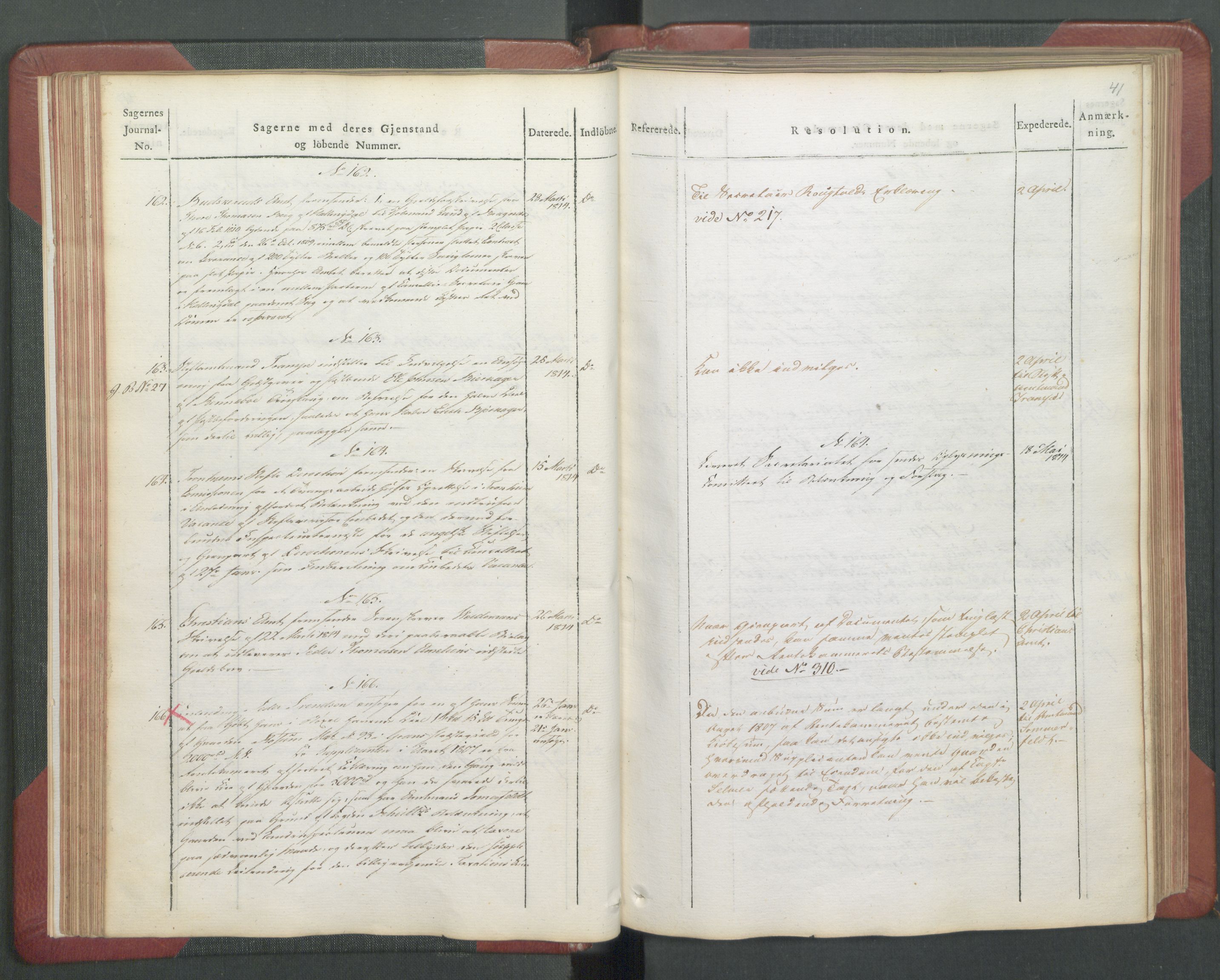 Departementene i 1814, AV/RA-S-3899/Fb/L0029: Journal A 1-900 (ekstraktprotokoll), 1814, p. 41