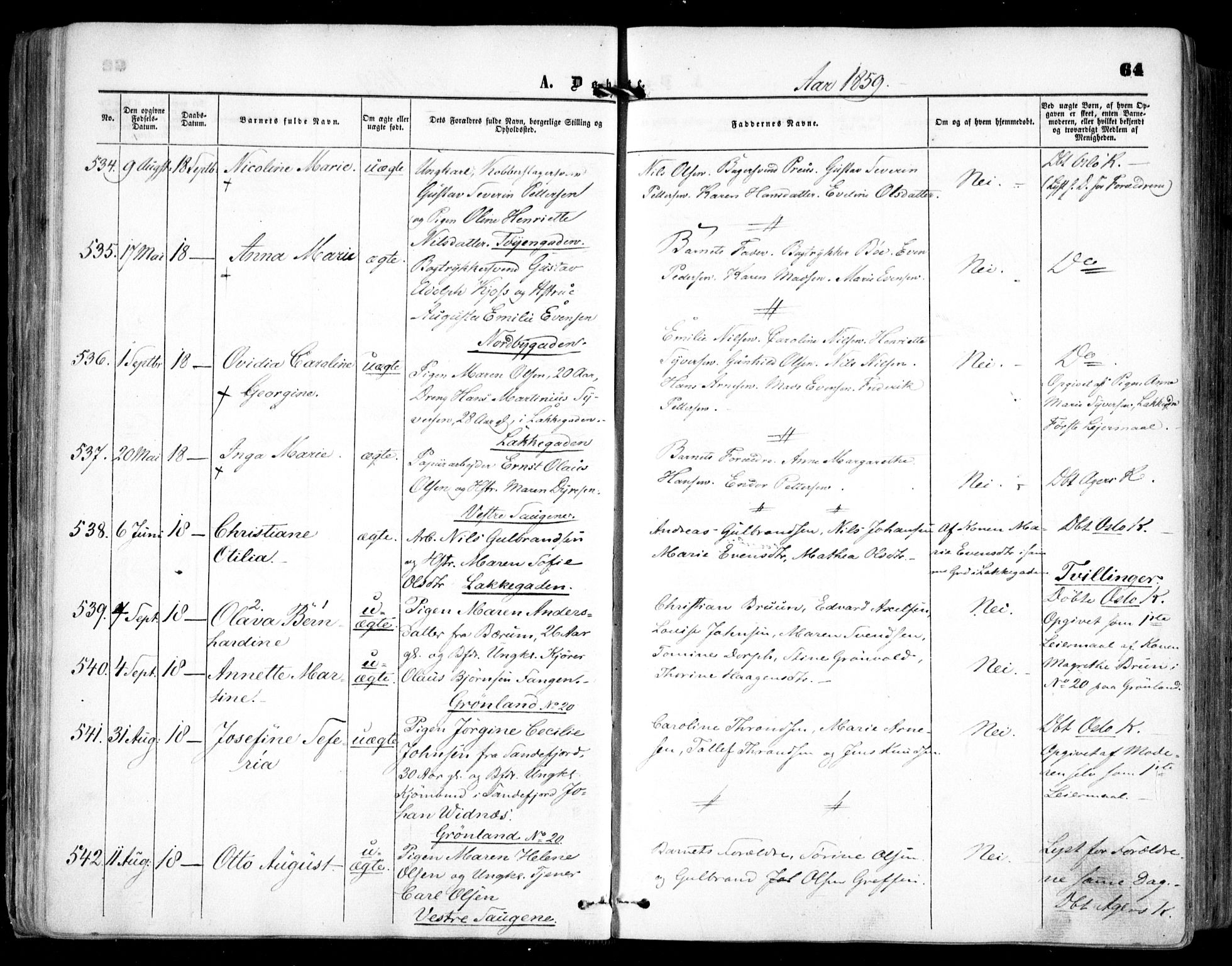 Grønland prestekontor Kirkebøker, SAO/A-10848/F/Fa/L0001: Parish register (official) no. 1, 1859-1861, p. 64