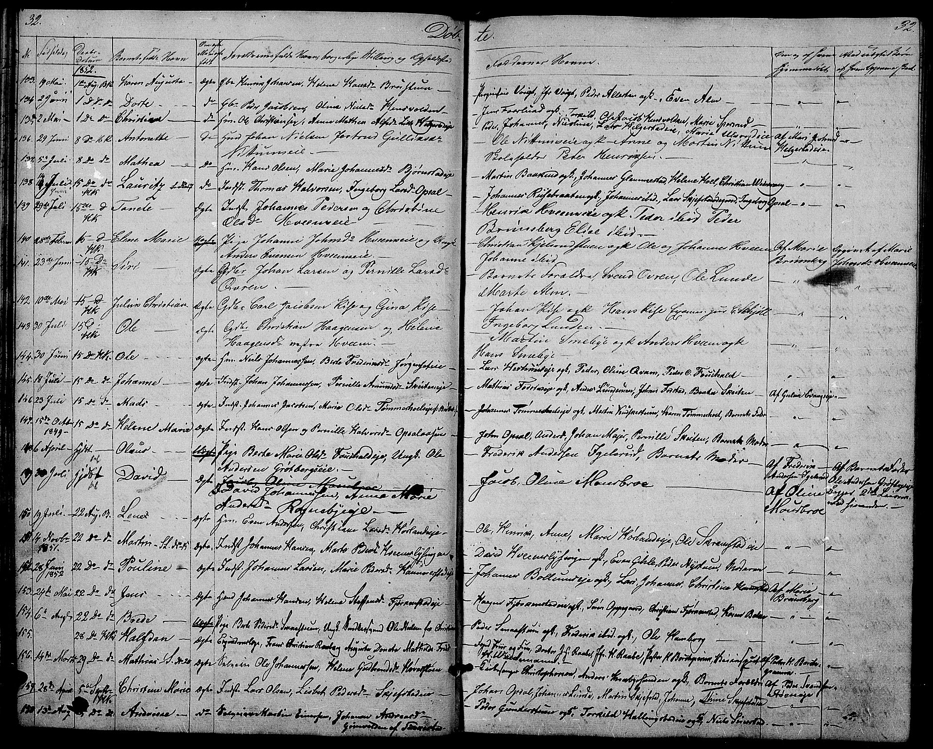 Østre Toten prestekontor, AV/SAH-PREST-104/H/Ha/Hab/L0003: Parish register (copy) no. 3, 1848-1857, p. 32