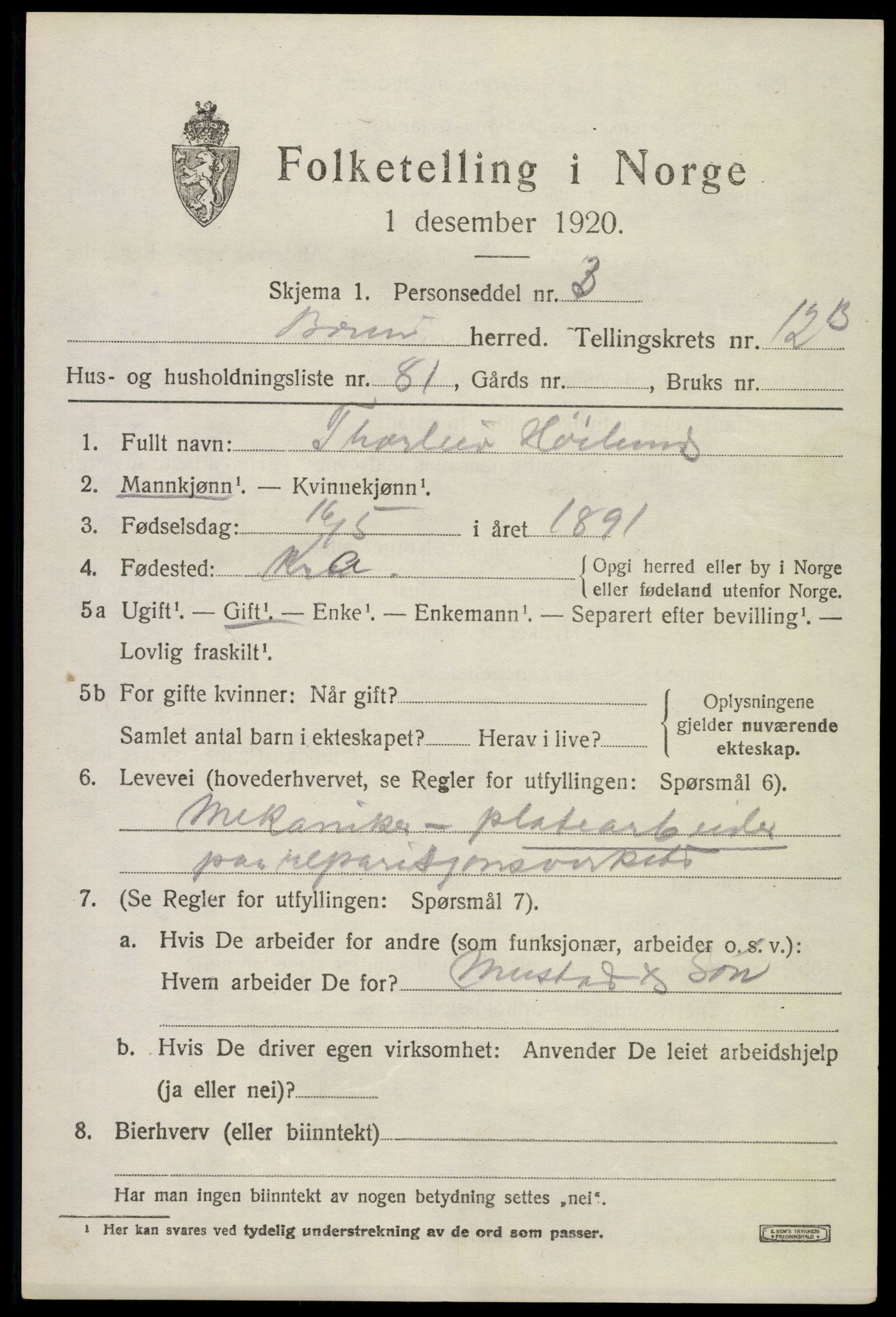 SAO, 1920 census for Bærum, 1920, p. 28772