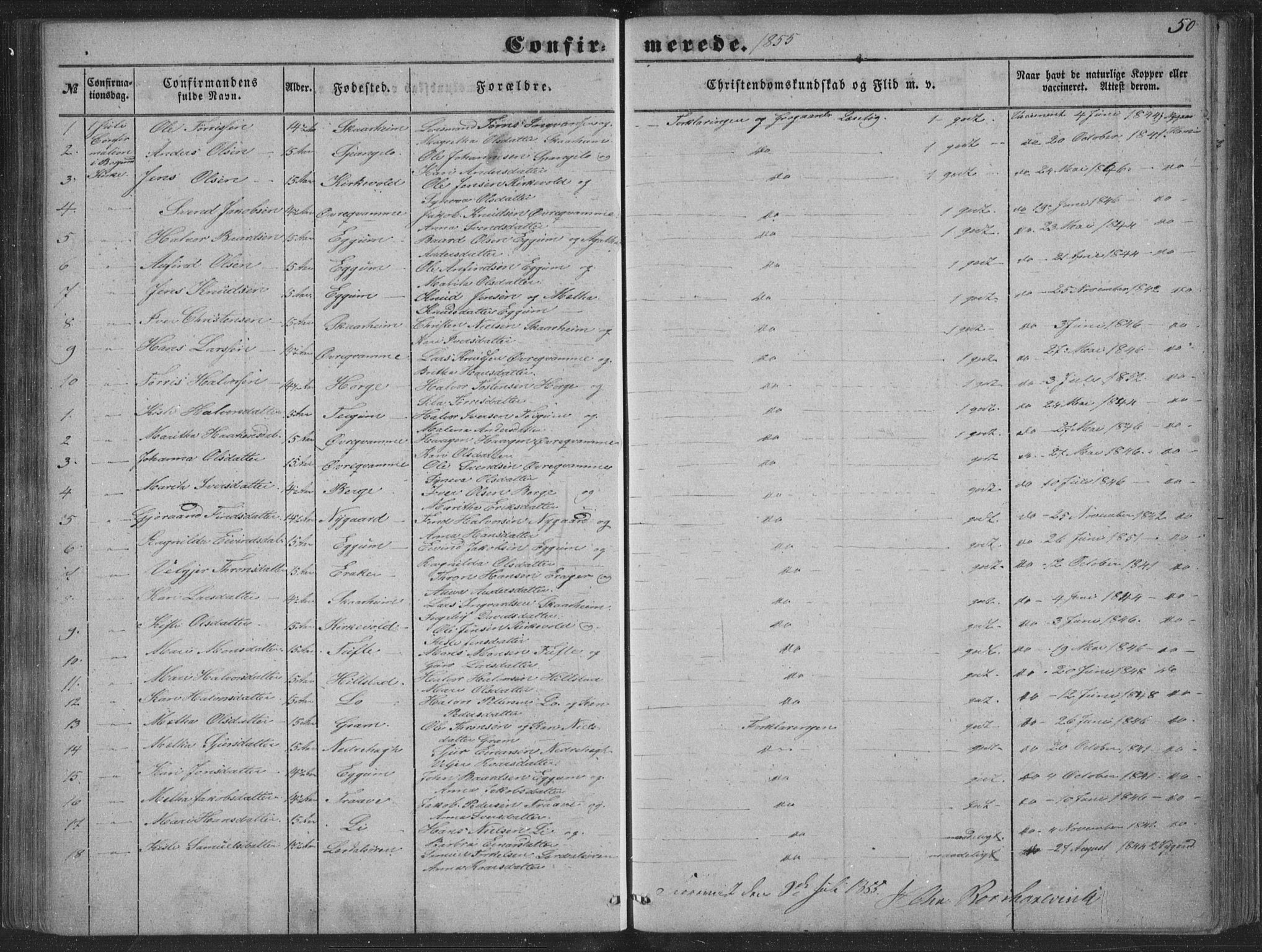 Lærdal sokneprestembete, AV/SAB-A-81201: Parish register (official) no. A 13, 1847-1864, p. 50