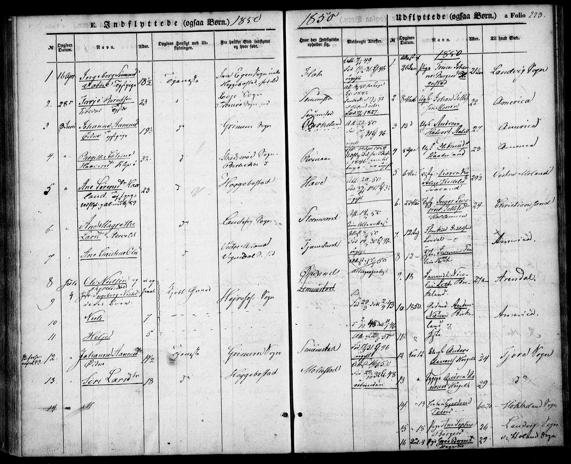 Birkenes sokneprestkontor, SAK/1111-0004/F/Fa/L0003: Parish register (official) no. A 3, 1850-1866, p. 223