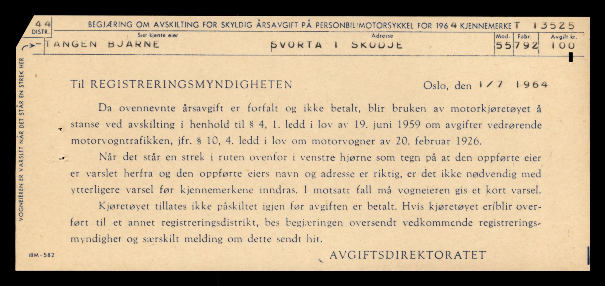 Møre og Romsdal vegkontor - Ålesund trafikkstasjon, AV/SAT-A-4099/F/Fe/L0039: Registreringskort for kjøretøy T 13361 - T 13530, 1927-1998, p. 2869