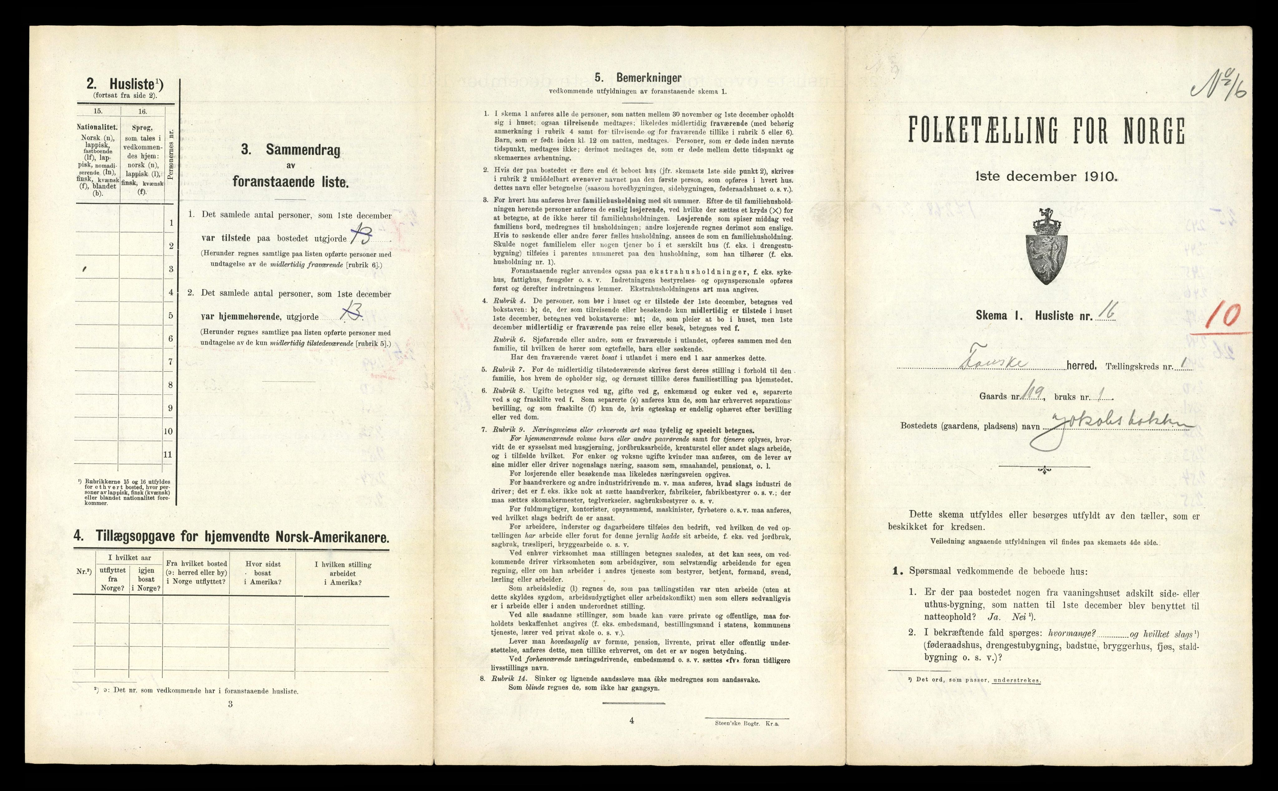 RA, 1910 census for Fauske, 1910, p. 114