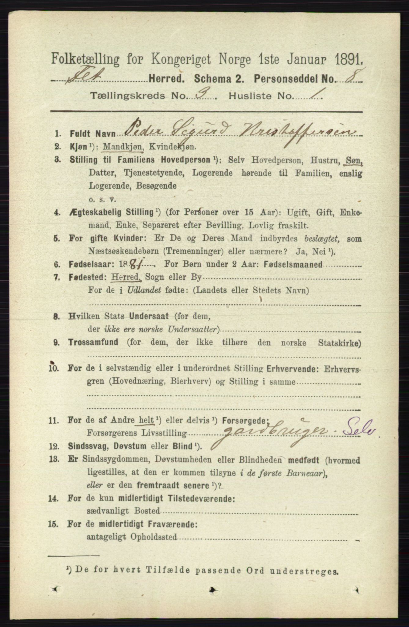 RA, 1891 census for 0227 Fet, 1891, p. 853