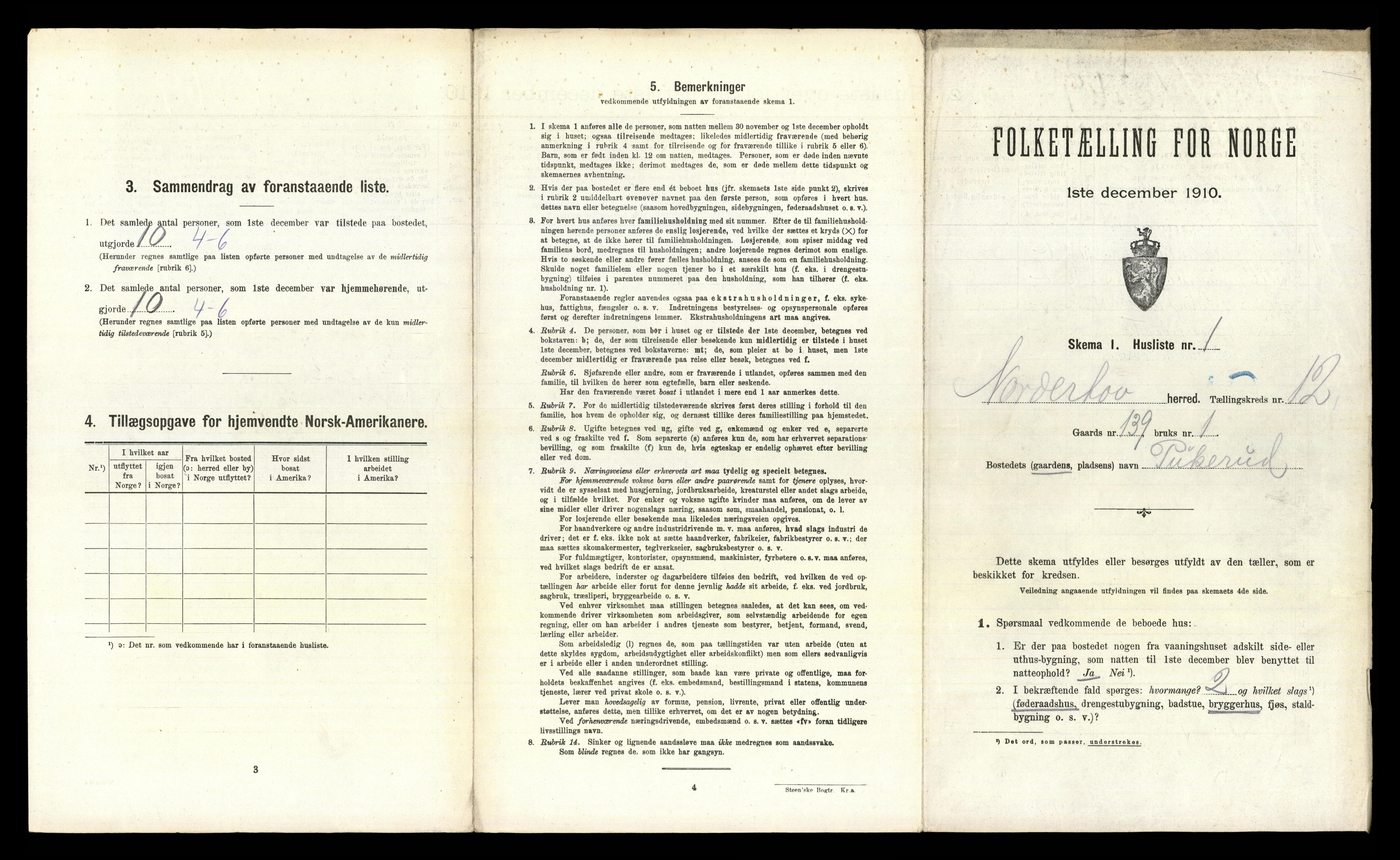 RA, 1910 census for Norderhov, 1910, p. 2816