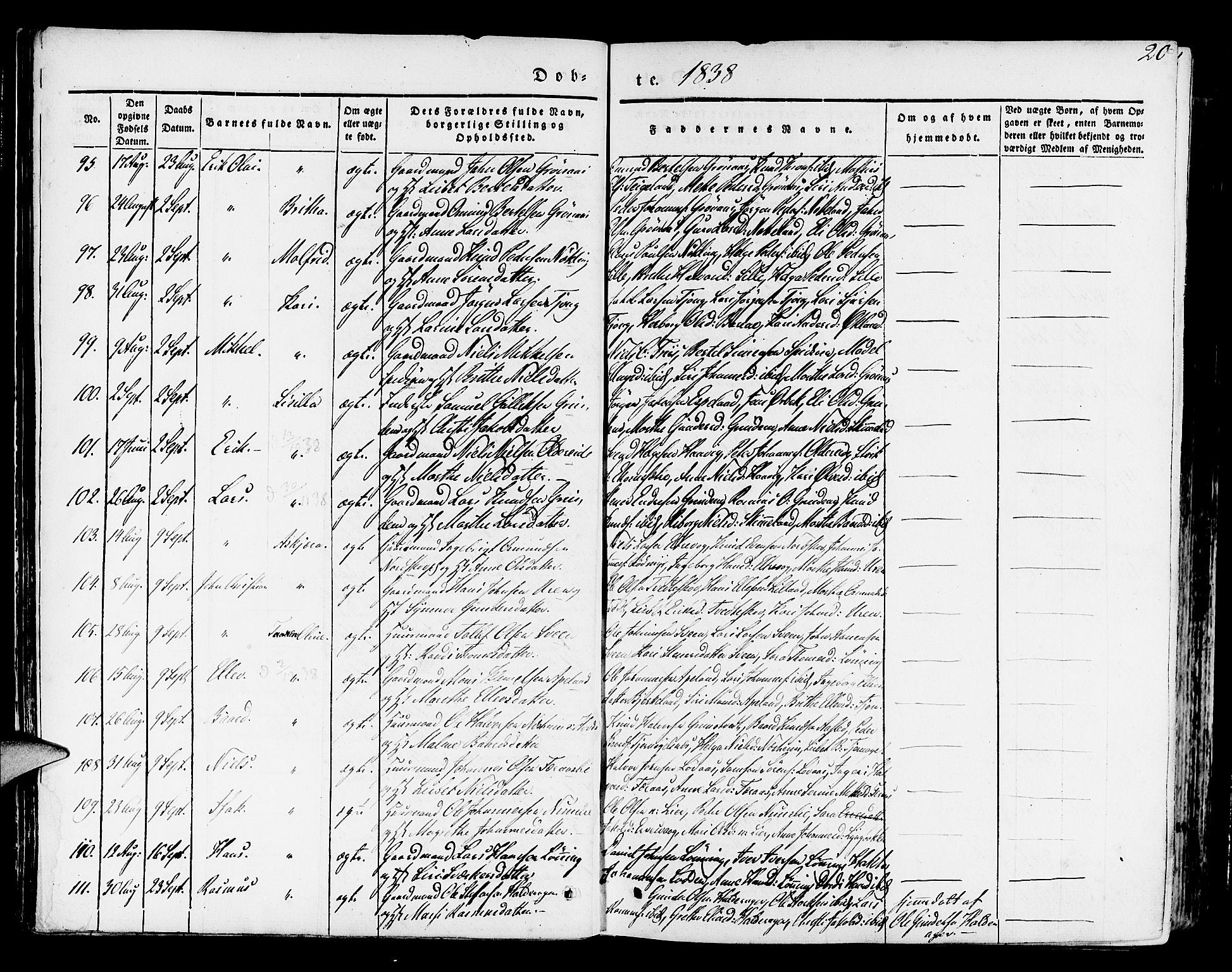 Finnås sokneprestembete, AV/SAB-A-99925/H/Ha/Haa/Haaa/L0006: Parish register (official) no. A 6, 1836-1850, p. 20