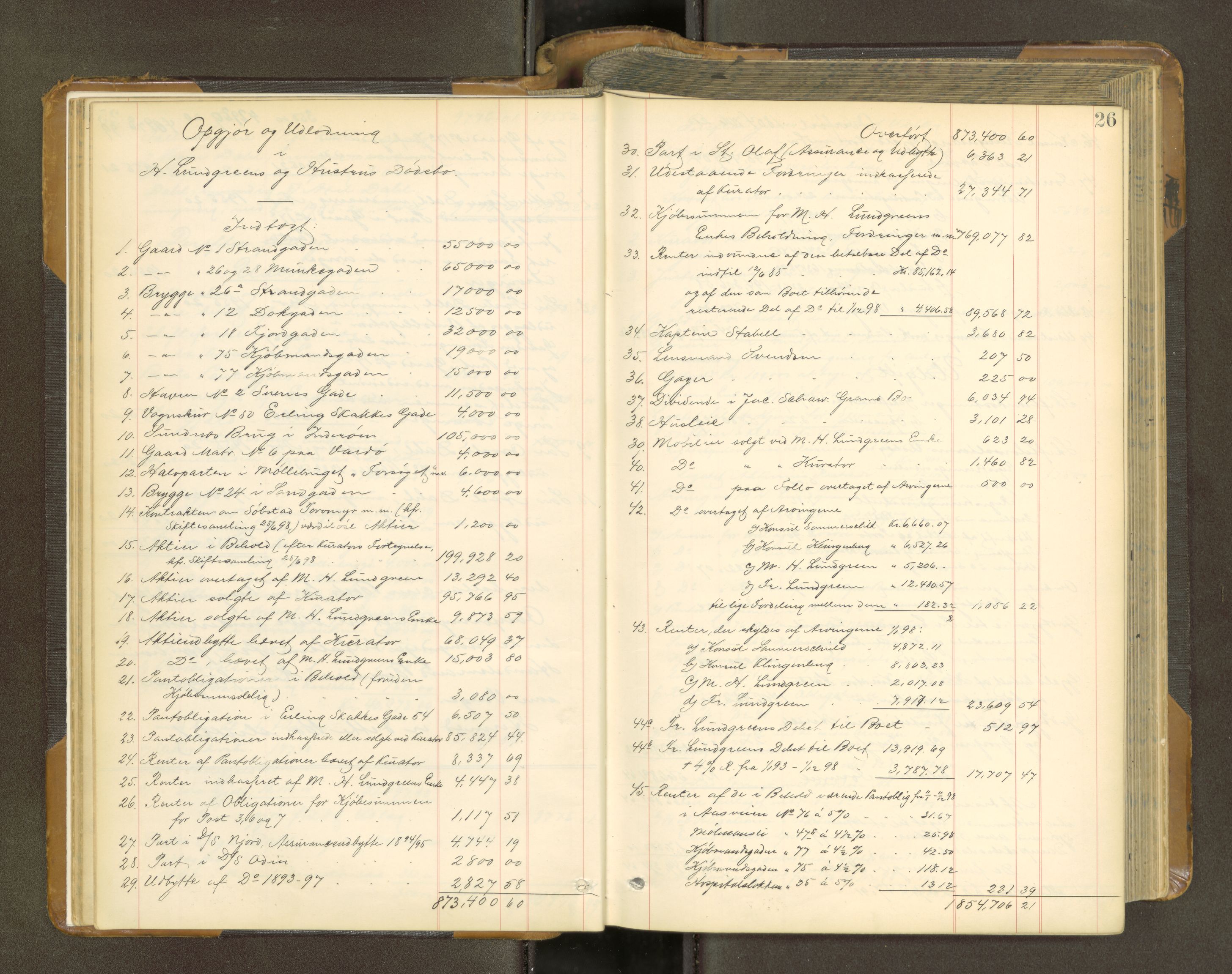 Trondheim byfogd, AV/SAT-A-0003/1/3/3A/L0037: Skifteutlodningsprotokoll - 9/7-29/7. (m/ register) U, 1898-1903, p. 26