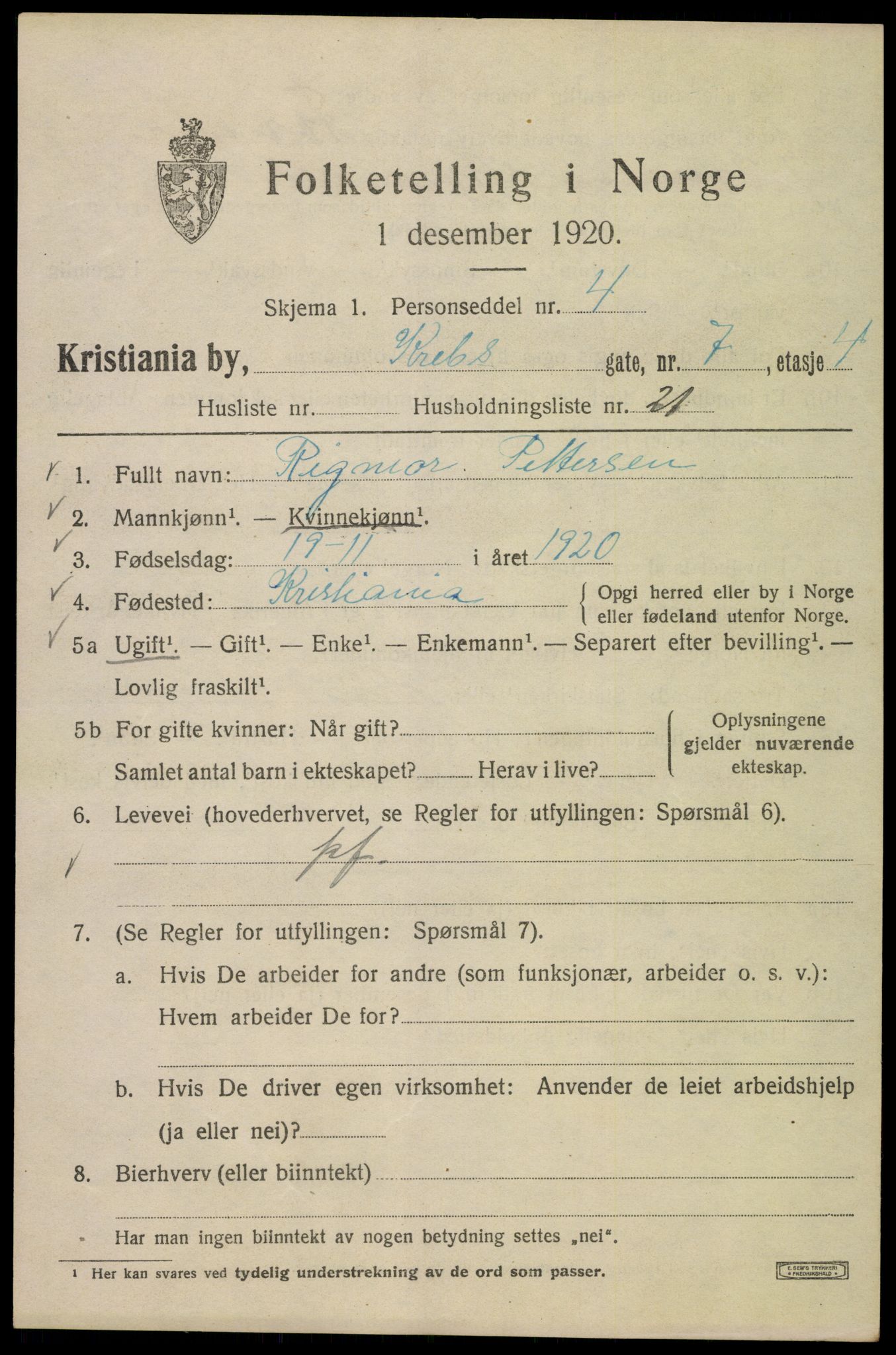 SAO, 1920 census for Kristiania, 1920, p. 351239