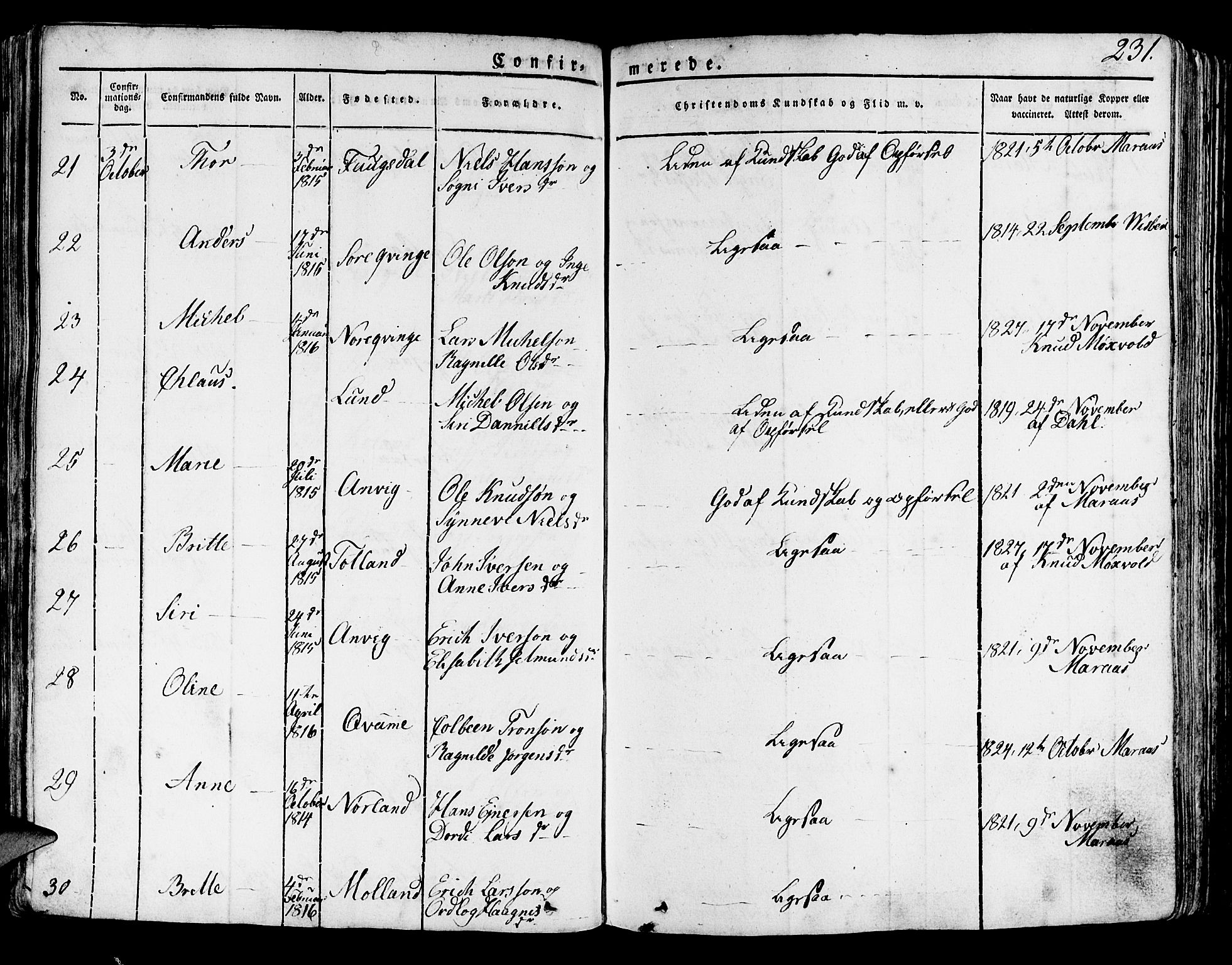 Lindås Sokneprestembete, SAB/A-76701/H/Haa: Parish register (official) no. A 8, 1823-1836, p. 231