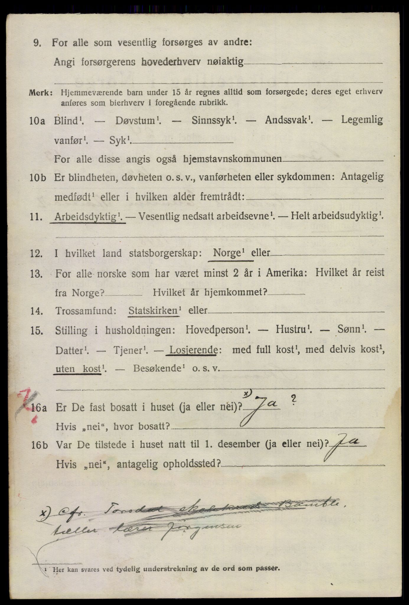 SAKO, 1920 census for Bamble, 1920, p. 9868