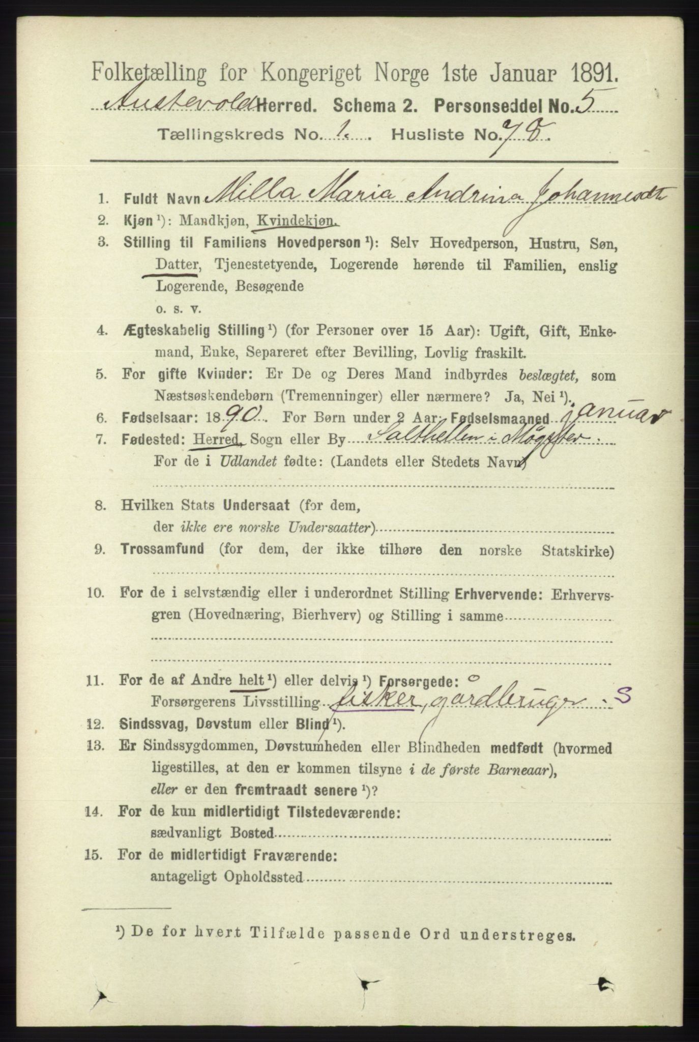 RA, 1891 census for 1244 Austevoll, 1891, p. 556