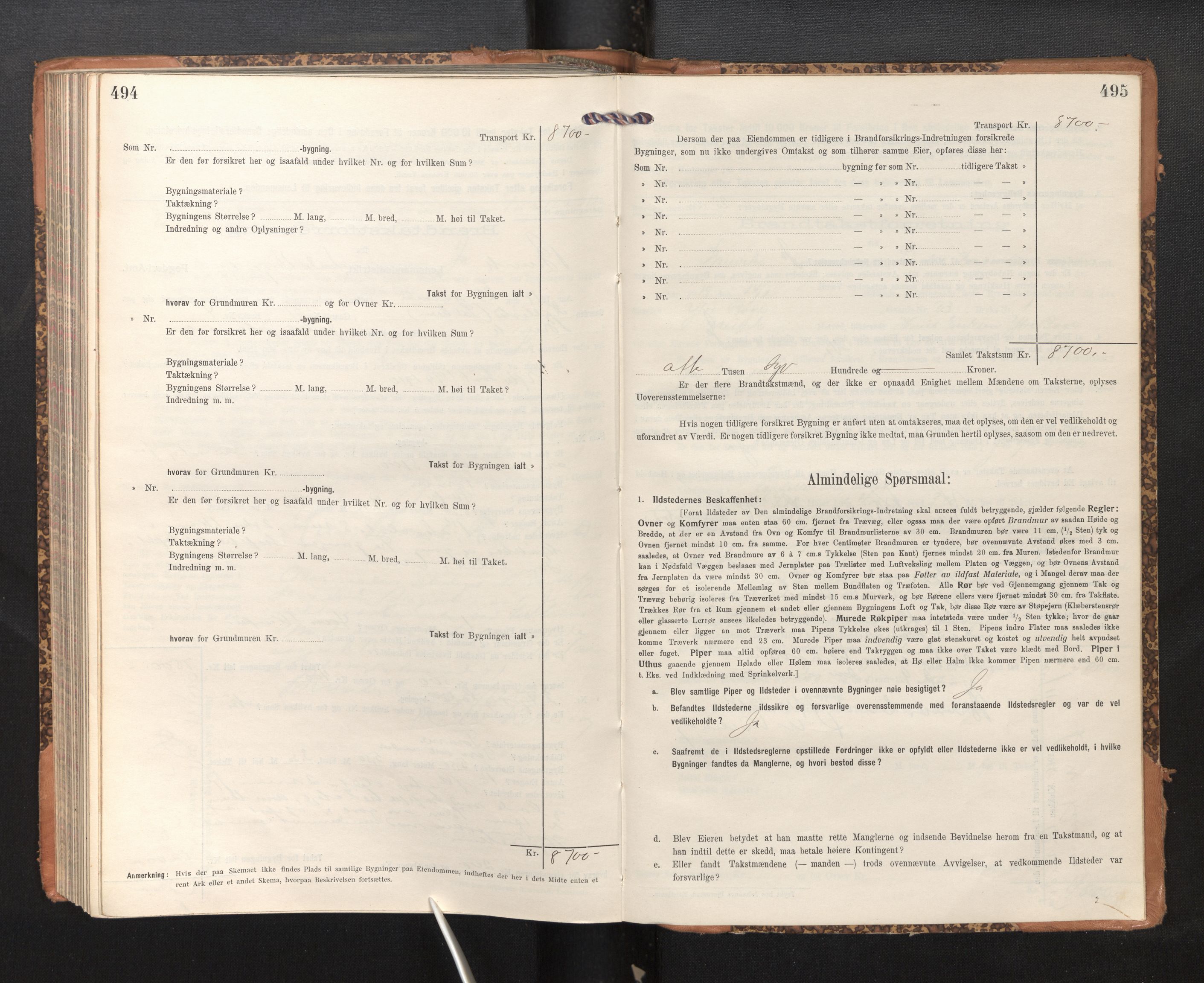 Lensmannen i Bruvik, SAB/A-31301/0012/L0008: Branntakstprotokoll, skjematakst, 1914-1919, p. 494-495