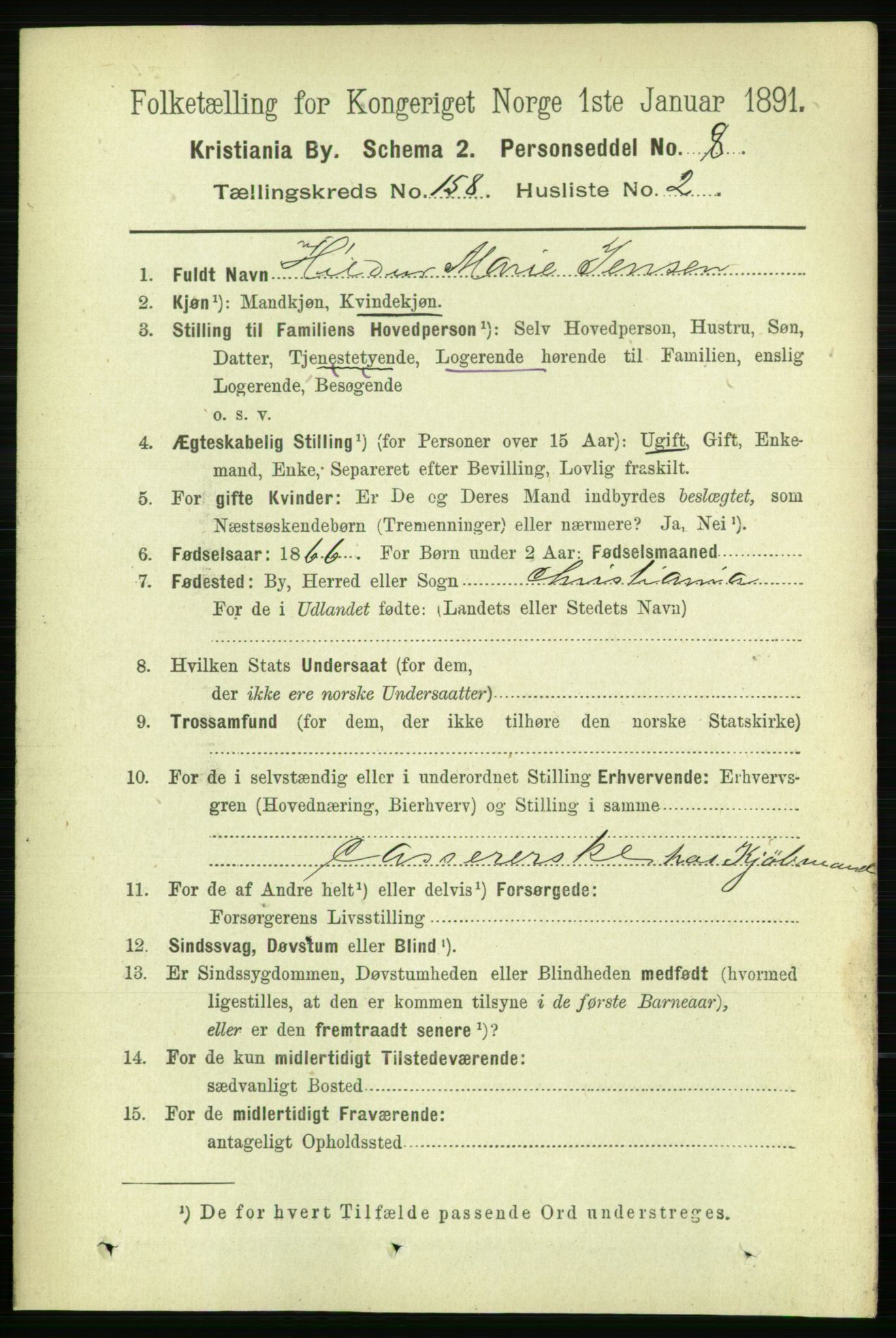 RA, 1891 census for 0301 Kristiania, 1891, p. 89664
