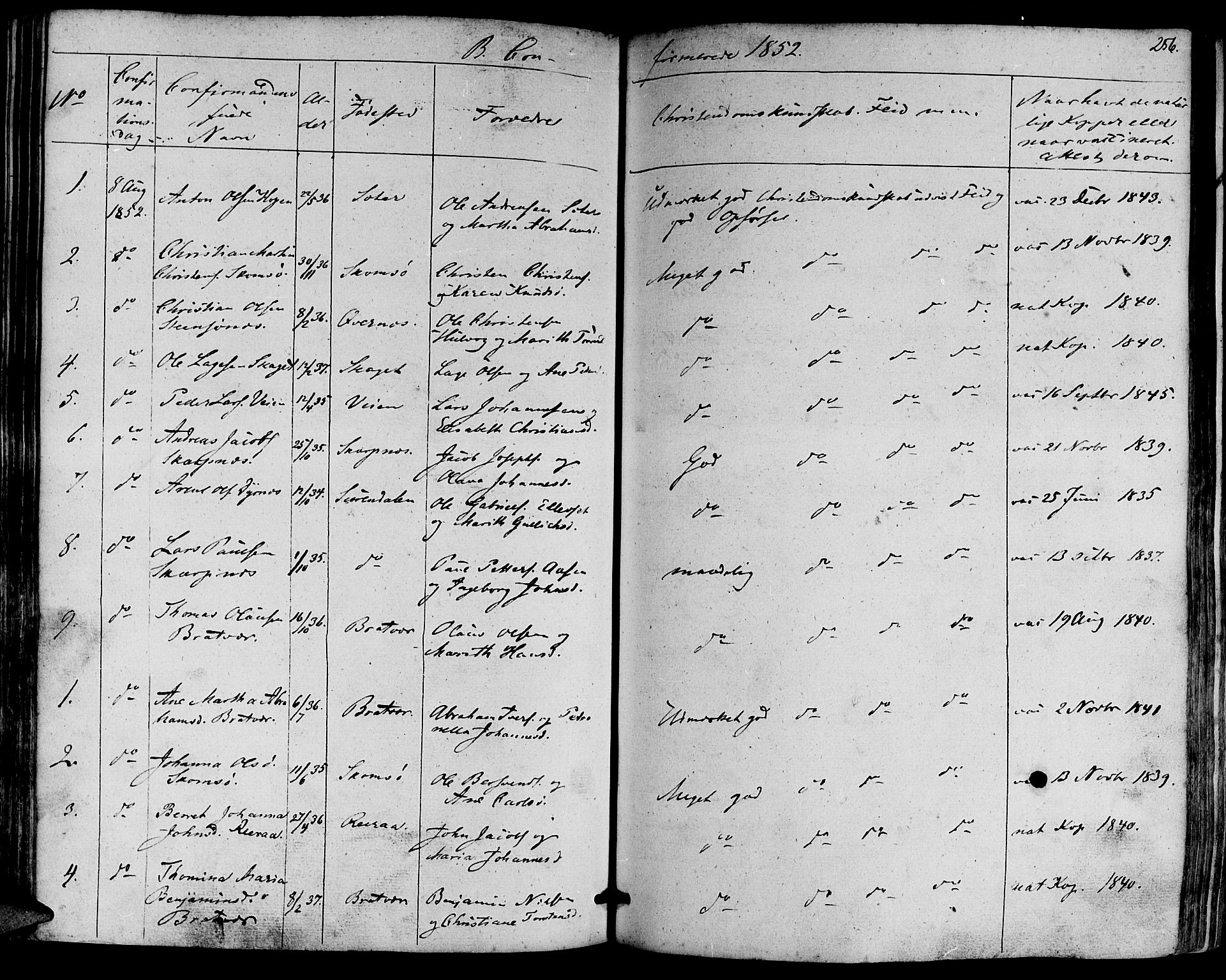 Ministerialprotokoller, klokkerbøker og fødselsregistre - Møre og Romsdal, SAT/A-1454/581/L0936: Parish register (official) no. 581A04, 1836-1852, p. 256
