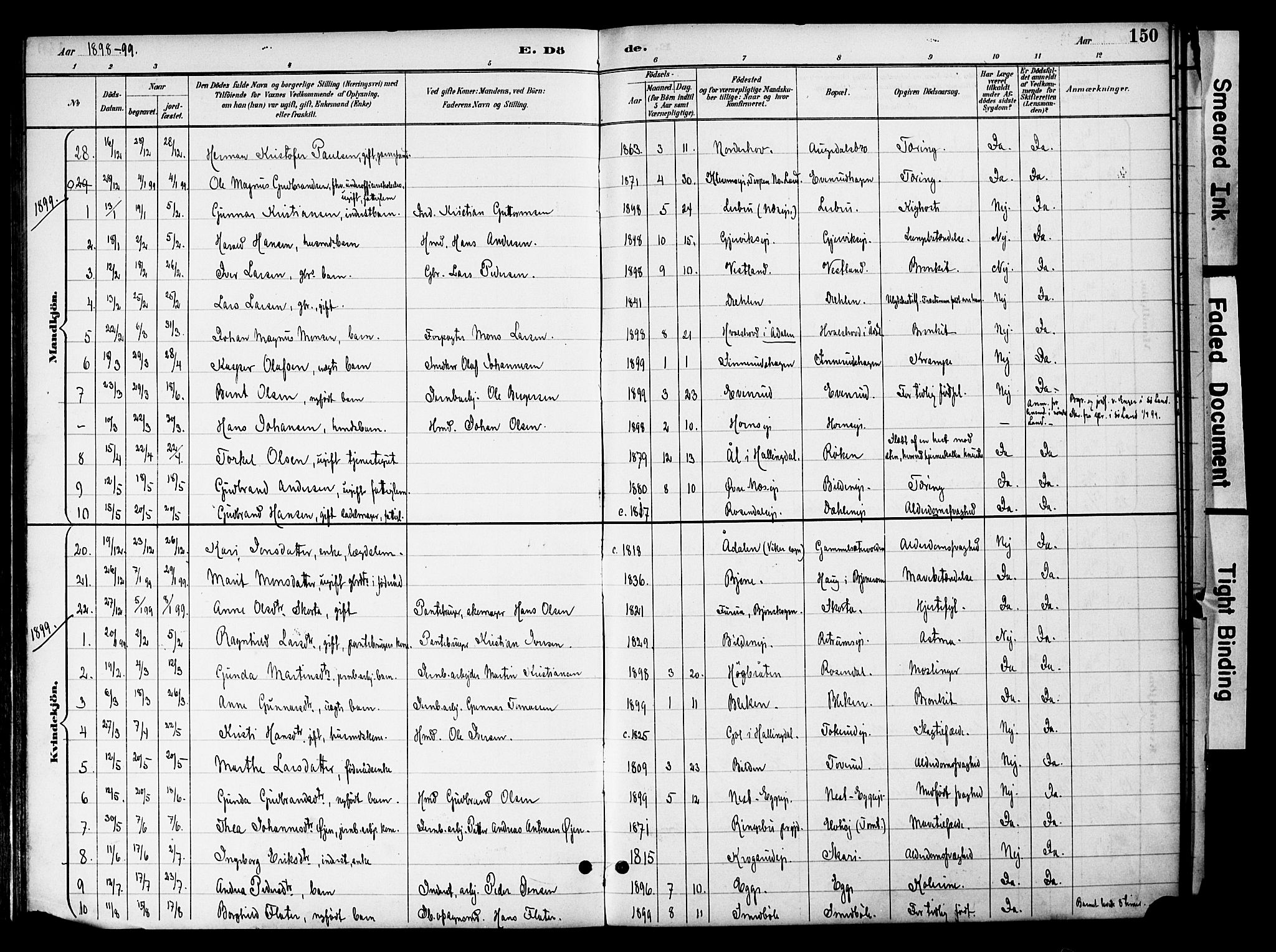 Gran prestekontor, SAH/PREST-112/H/Ha/Haa/L0020: Parish register (official) no. 20, 1889-1899, p. 150
