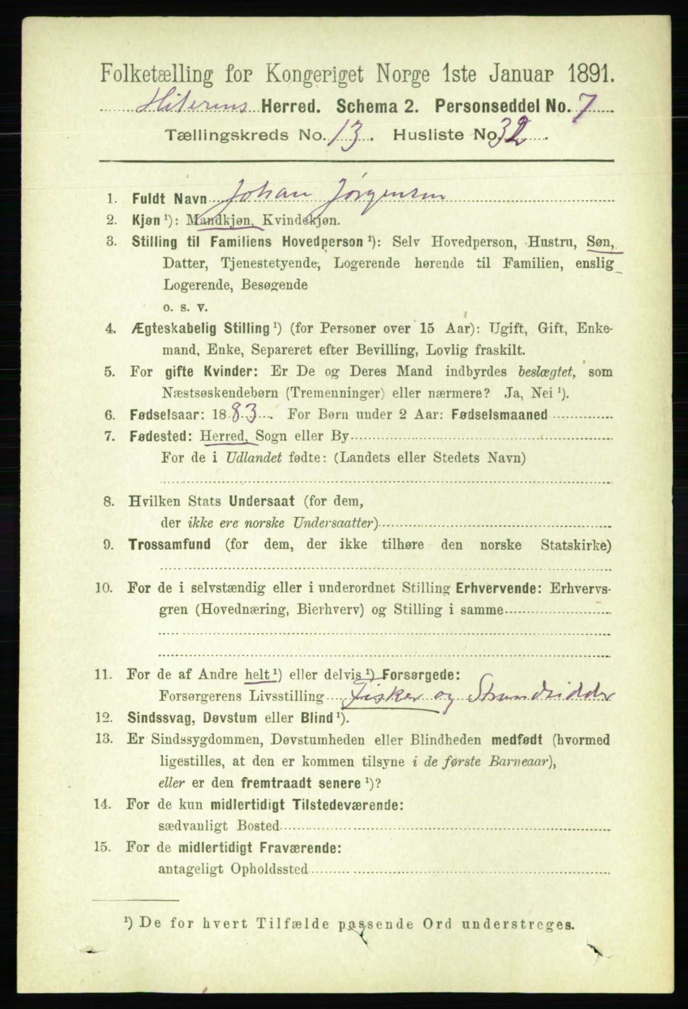 RA, 1891 census for 1617 Hitra, 1891, p. 2948