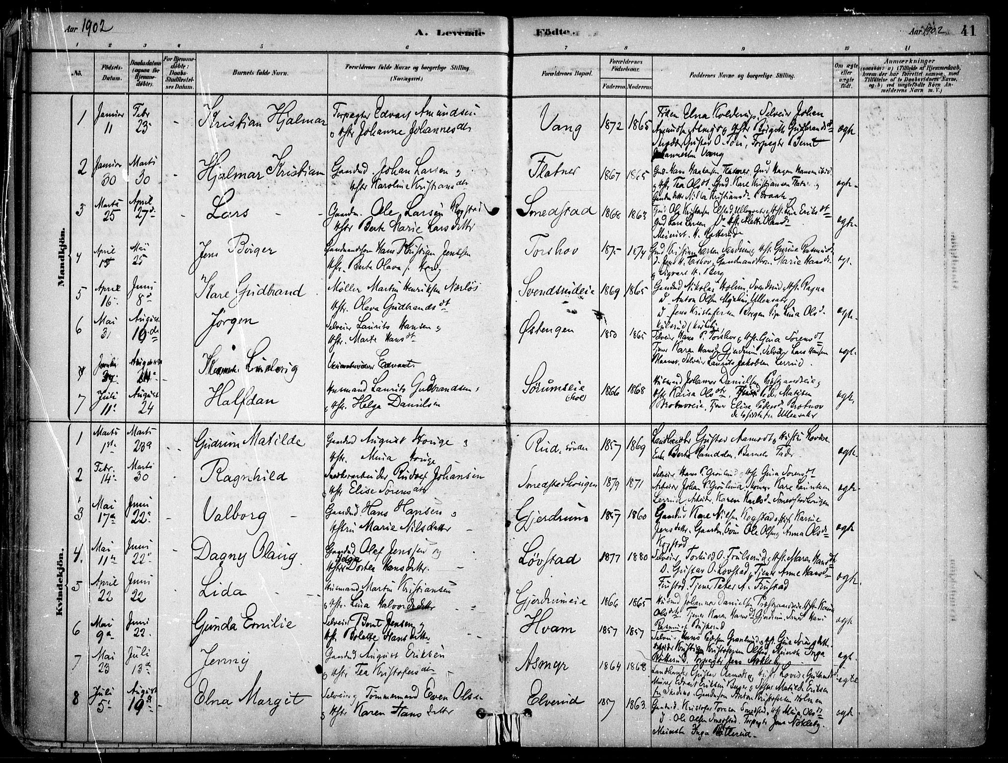 Gjerdrum prestekontor Kirkebøker, AV/SAO-A-10412b/F/Fa/L0009: Parish register (official) no. I 9, 1881-1916, p. 41