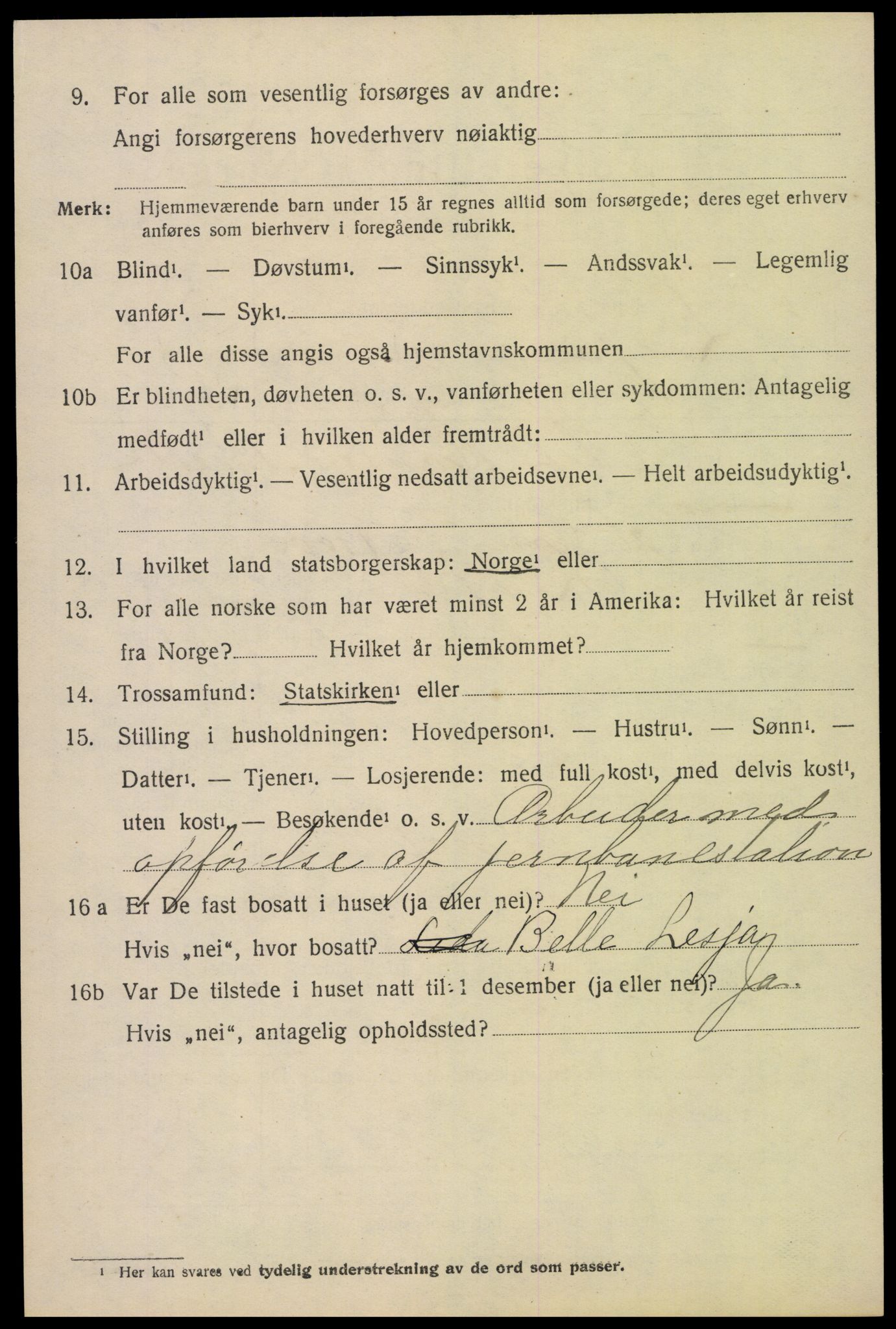 SAH, 1920 census for Lesja, 1920, p. 2519