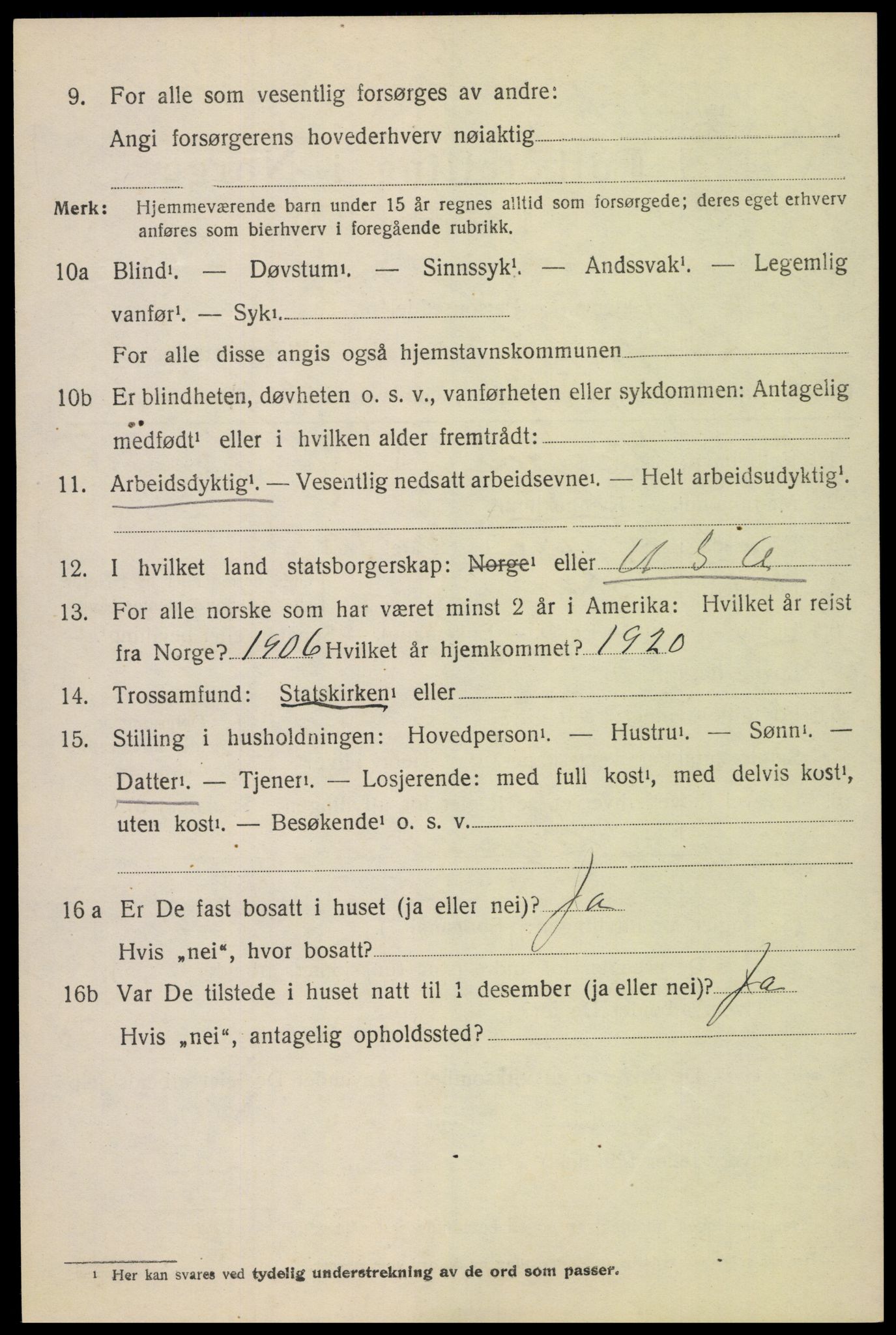 SAH, 1920 census for Lesja, 1920, p. 2541