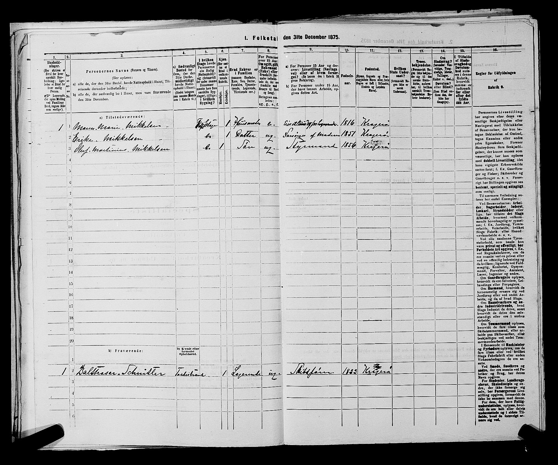 SAKO, 1875 census for 0801P Kragerø, 1875, p. 360