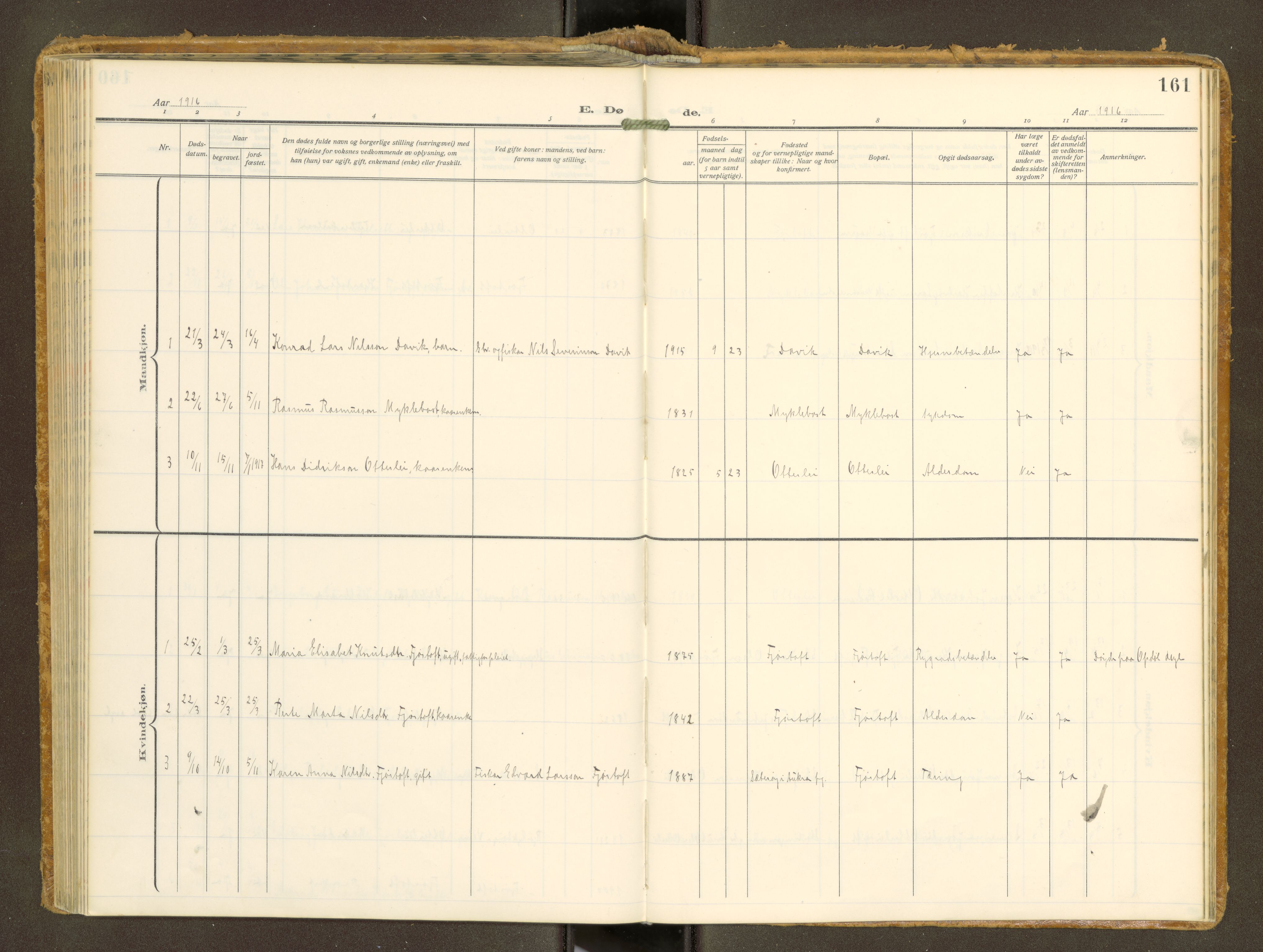 Ministerialprotokoller, klokkerbøker og fødselsregistre - Møre og Romsdal, AV/SAT-A-1454/538/L0528: Parish register (official) no. 538A--, 1911-1935, p. 161