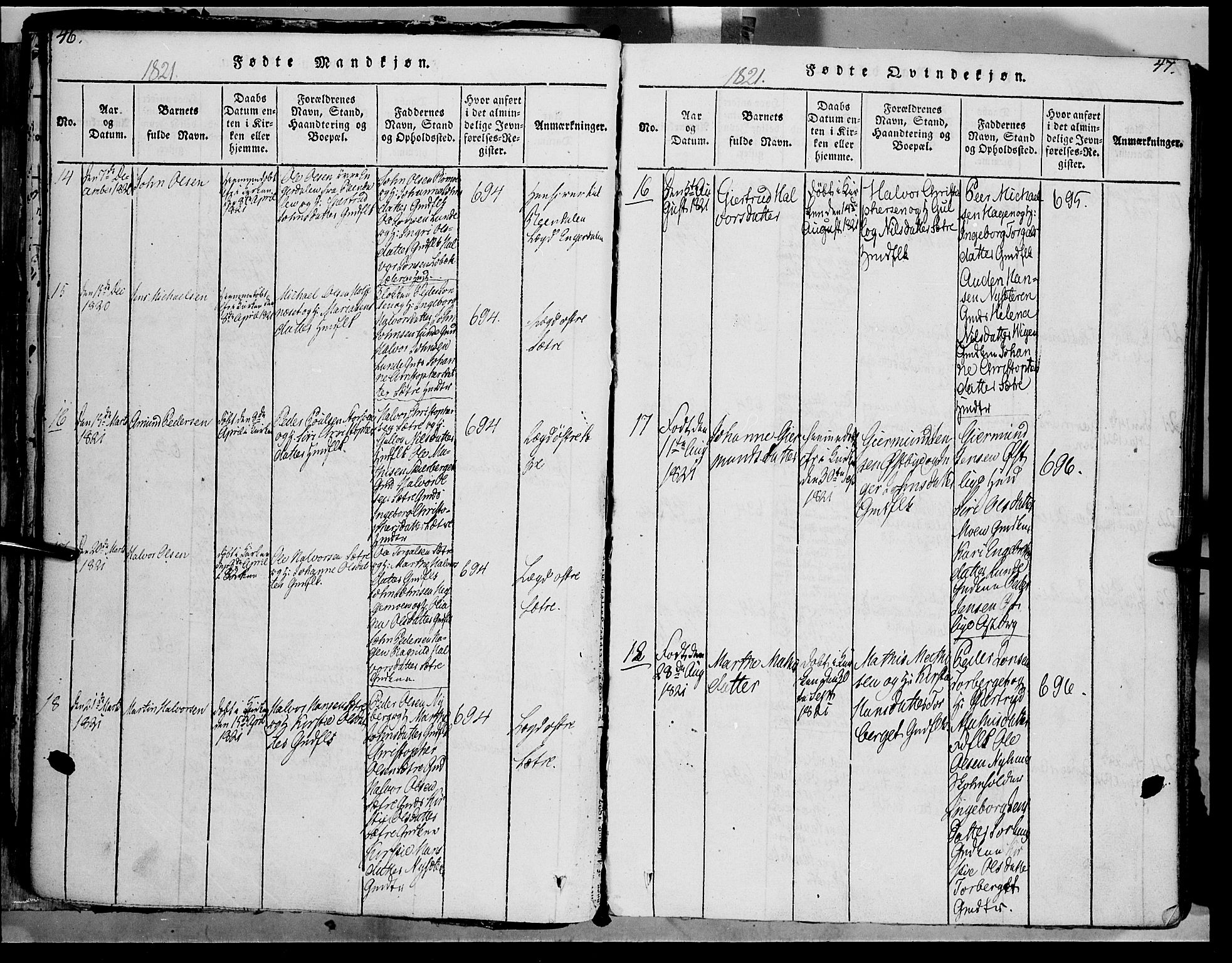 Trysil prestekontor, AV/SAH-PREST-046/H/Ha/Haa/L0003: Parish register (official) no. 3 /1, 1814-1841, p. 46-47
