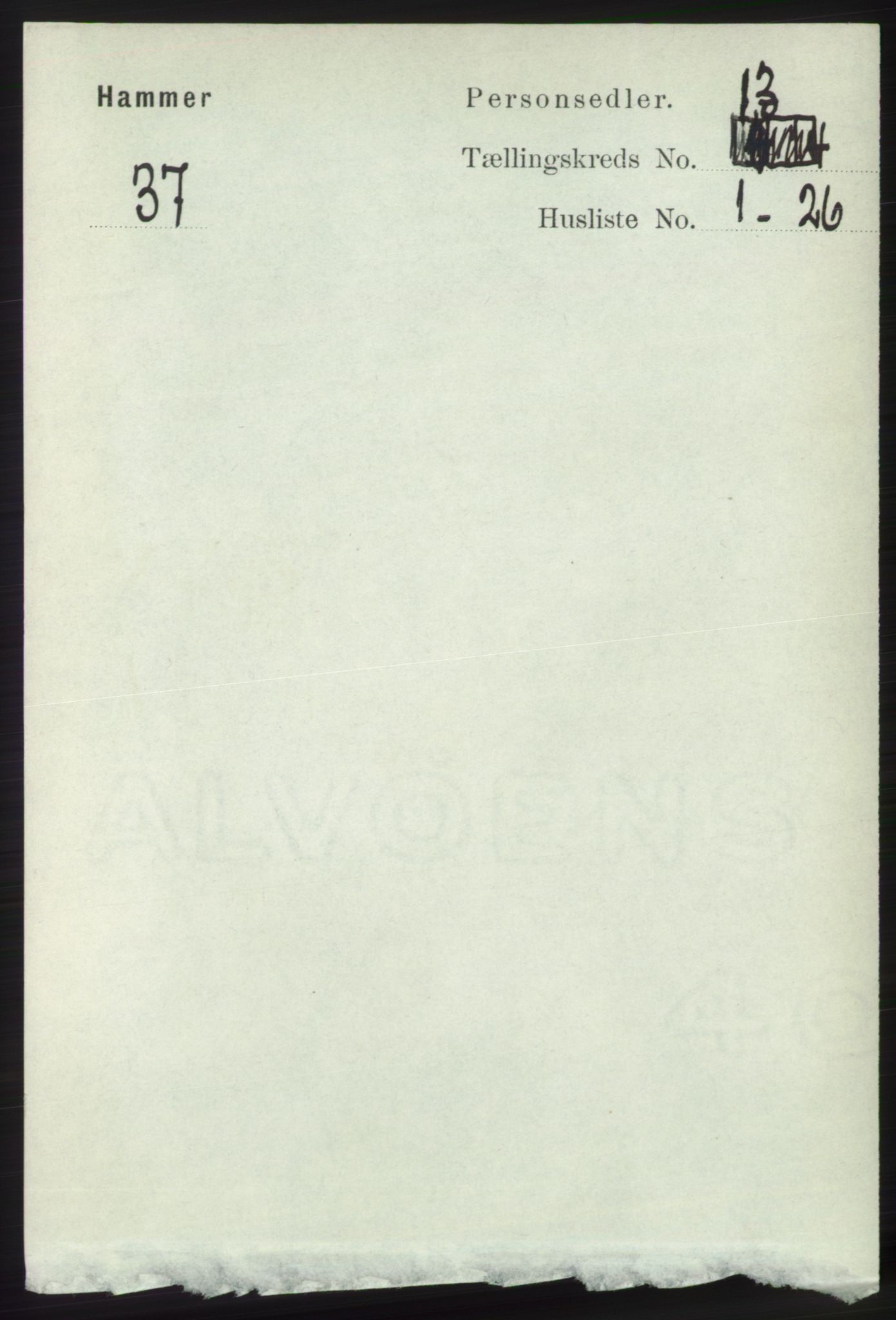 RA, 1891 census for 1254 Hamre, 1891, p. 3992