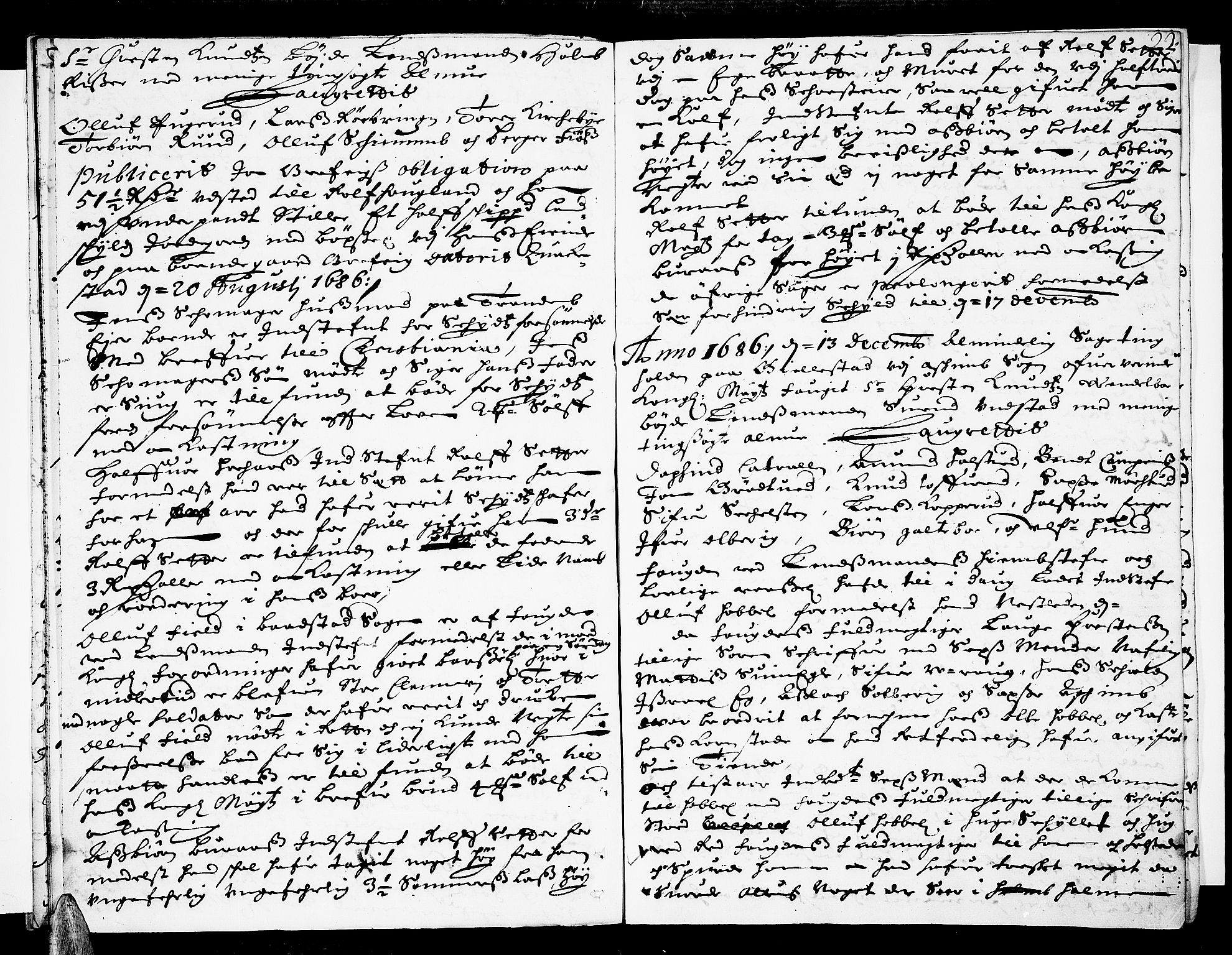 Heggen og Frøland sorenskriveri I, AV/SAO-A-11556/F/Fb/L0024: Tingbok, 1686-1690, p. 21b-22a