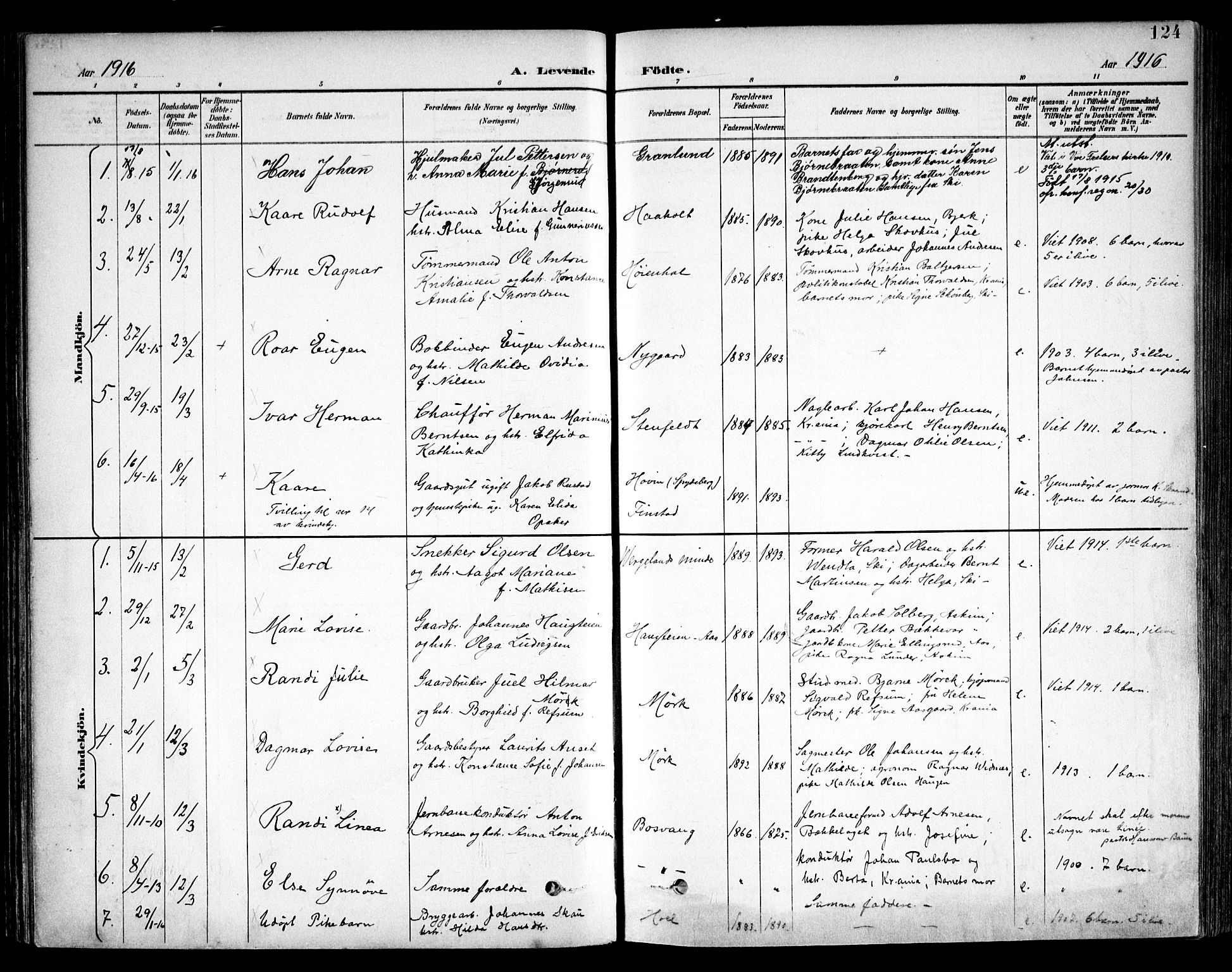 Kråkstad prestekontor Kirkebøker, SAO/A-10125a/F/Fb/L0002: Parish register (official) no. II 2, 1893-1917, p. 124