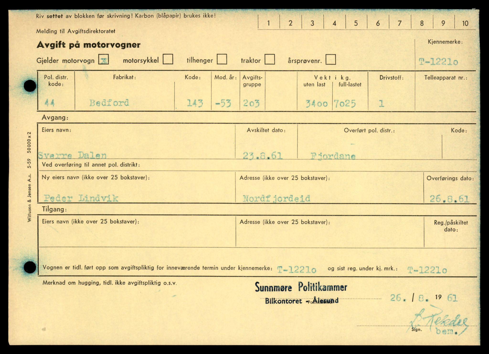 Møre og Romsdal vegkontor - Ålesund trafikkstasjon, SAT/A-4099/F/Fe/L0033: Registreringskort for kjøretøy T 12151 - T 12474, 1927-1998, p. 1529