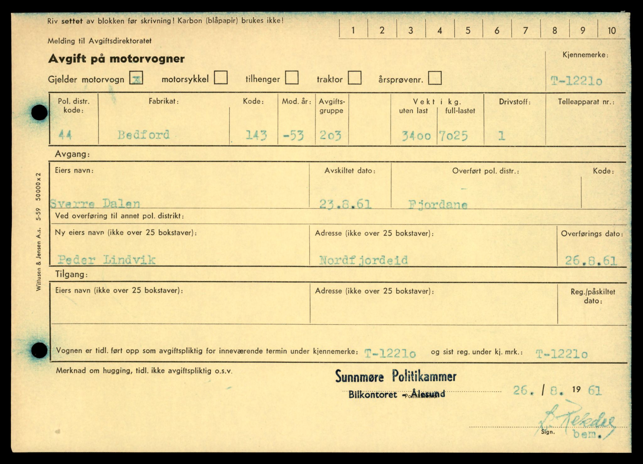 Møre og Romsdal vegkontor - Ålesund trafikkstasjon, AV/SAT-A-4099/F/Fe/L0033: Registreringskort for kjøretøy T 12151 - T 12474, 1927-1998, p. 1529