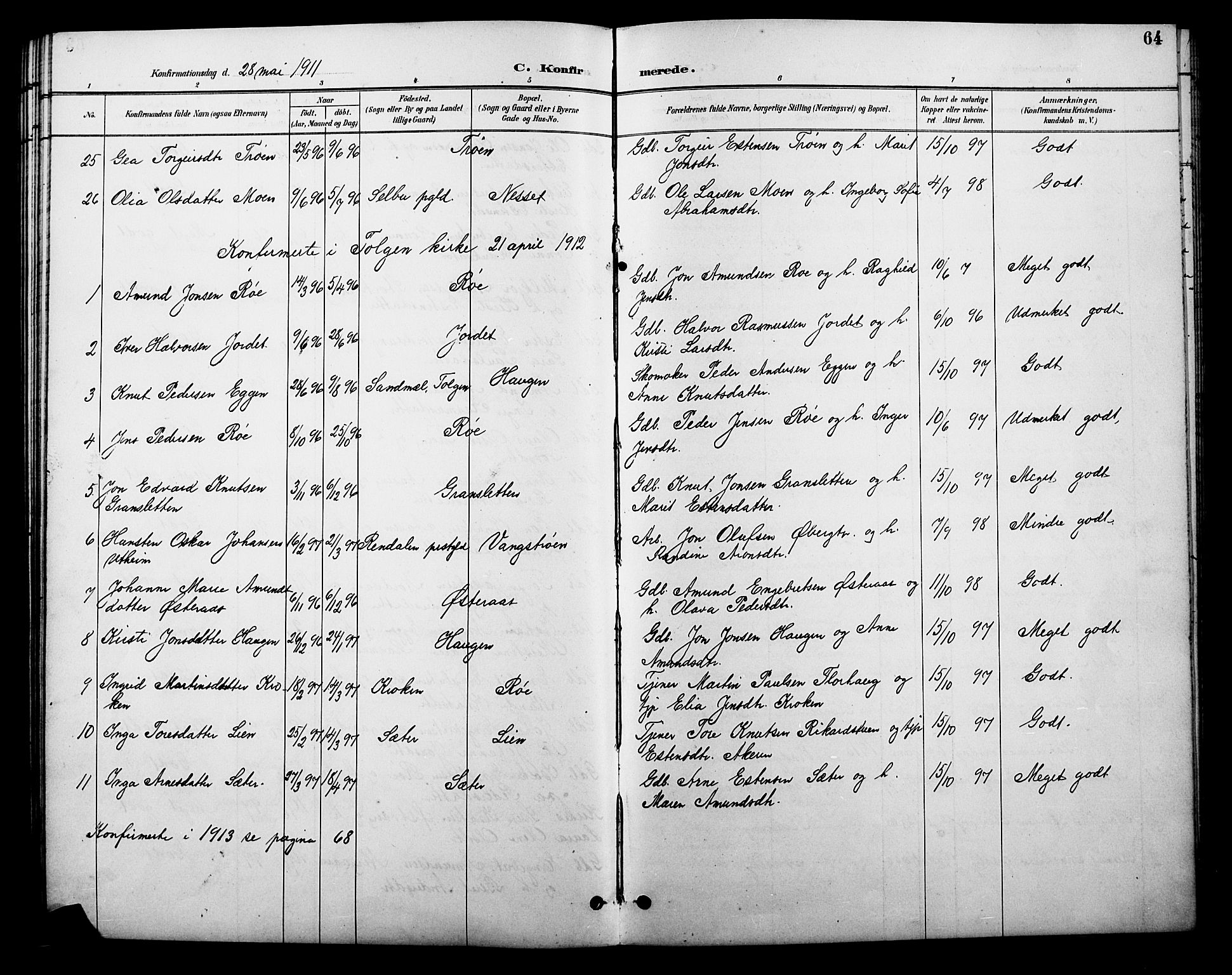 Tolga prestekontor, AV/SAH-PREST-062/L/L0010: Parish register (copy) no. 10, 1894-1918, p. 64