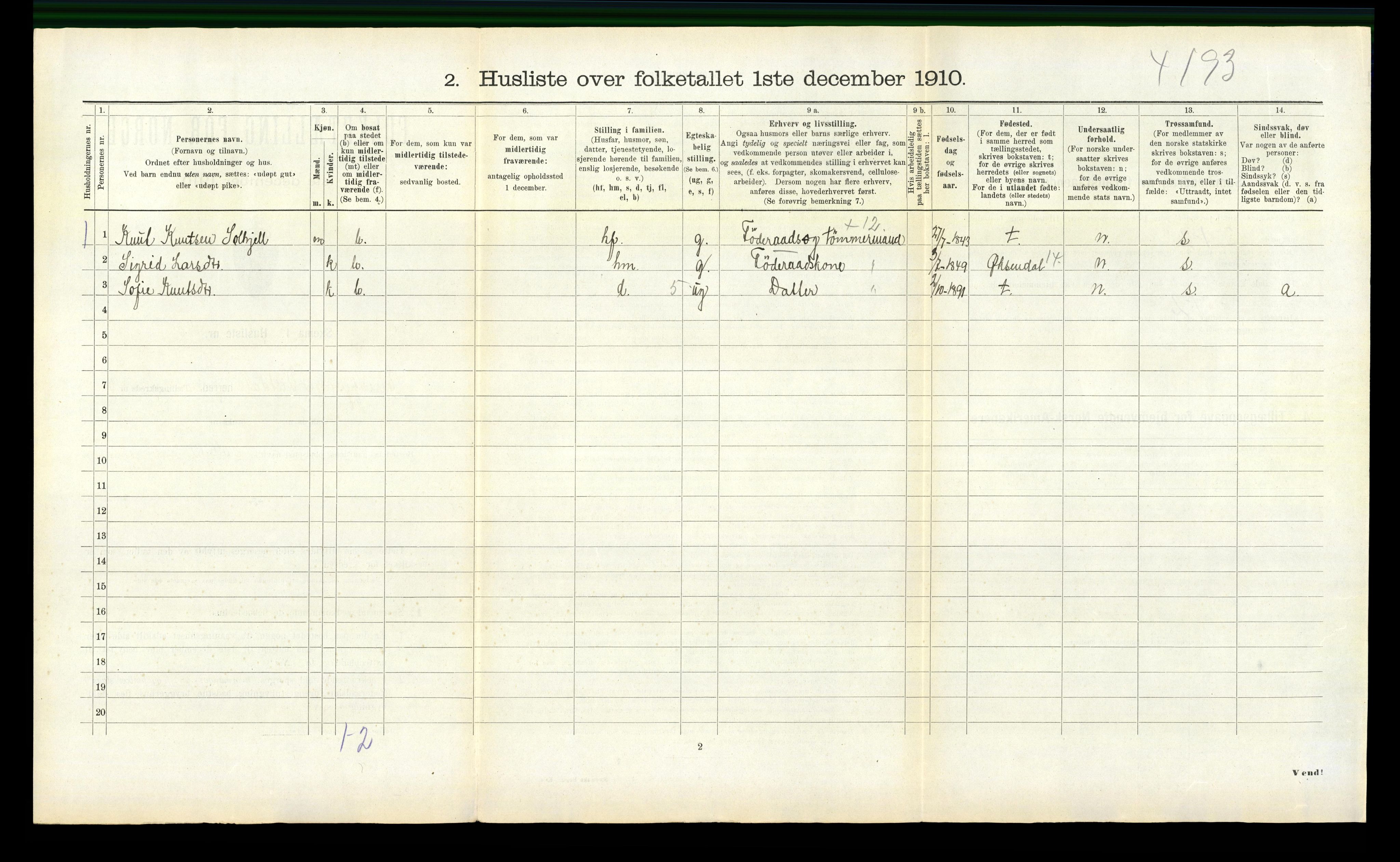 RA, 1910 census for Eresfjord og Vistdal, 1910, p. 318