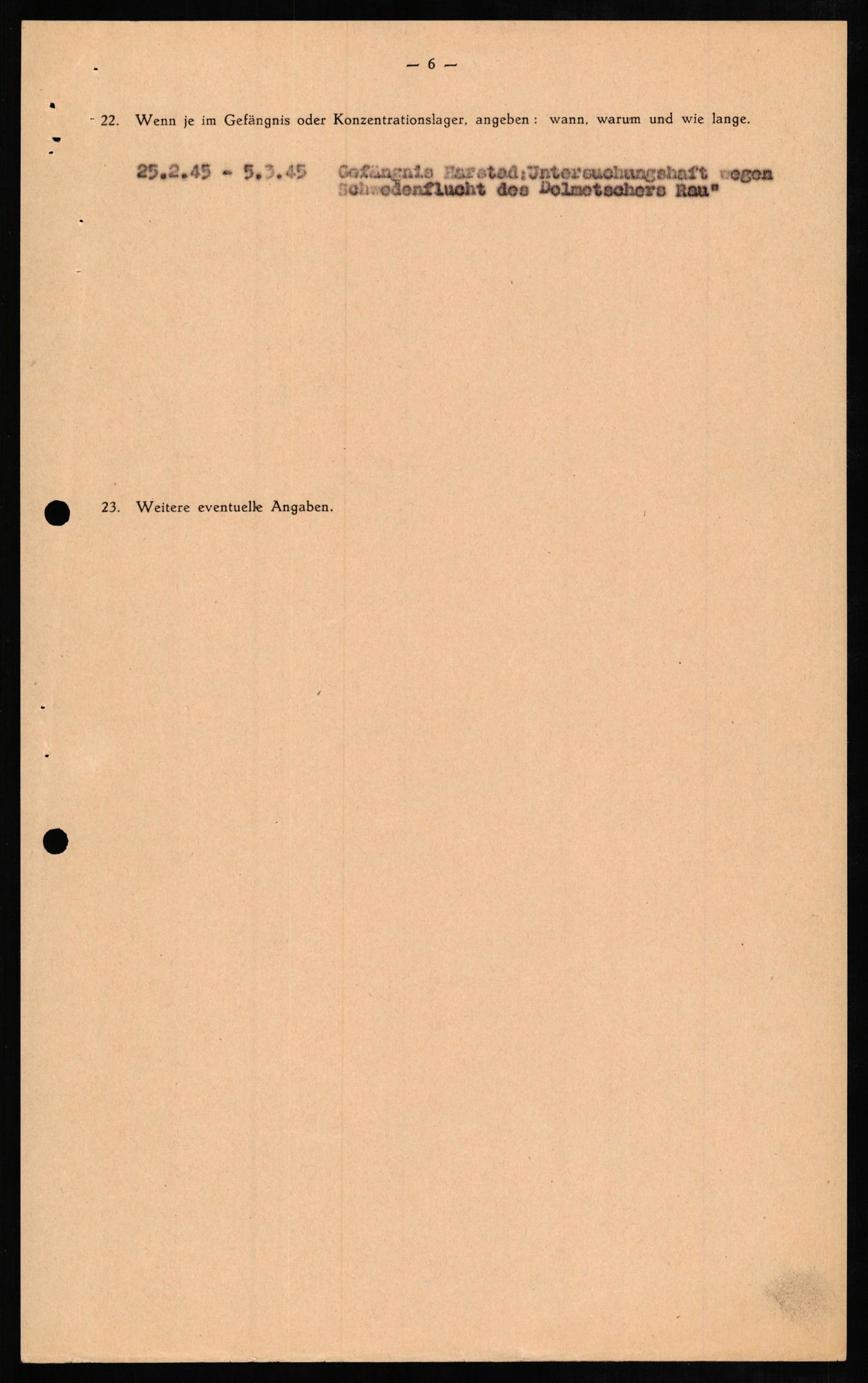 Forsvaret, Forsvarets overkommando II, RA/RAFA-3915/D/Db/L0009: CI Questionaires. Tyske okkupasjonsstyrker i Norge. Tyskere., 1945-1946, p. 410