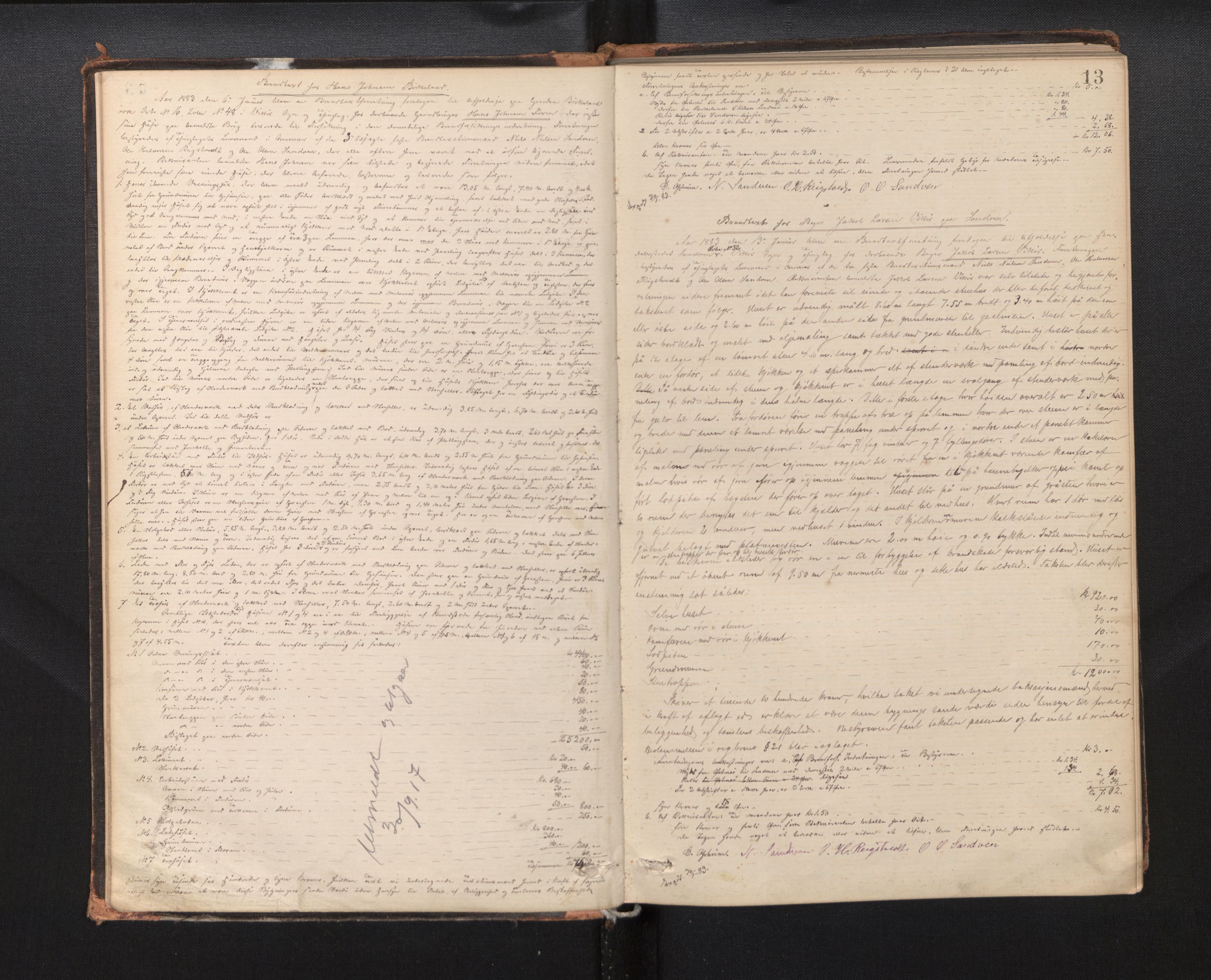 Lensmannen i Kvam, AV/SAB-A-33201/0012/L0002: Branntakstprotokoll, 1881-1919, p. 12b-13a