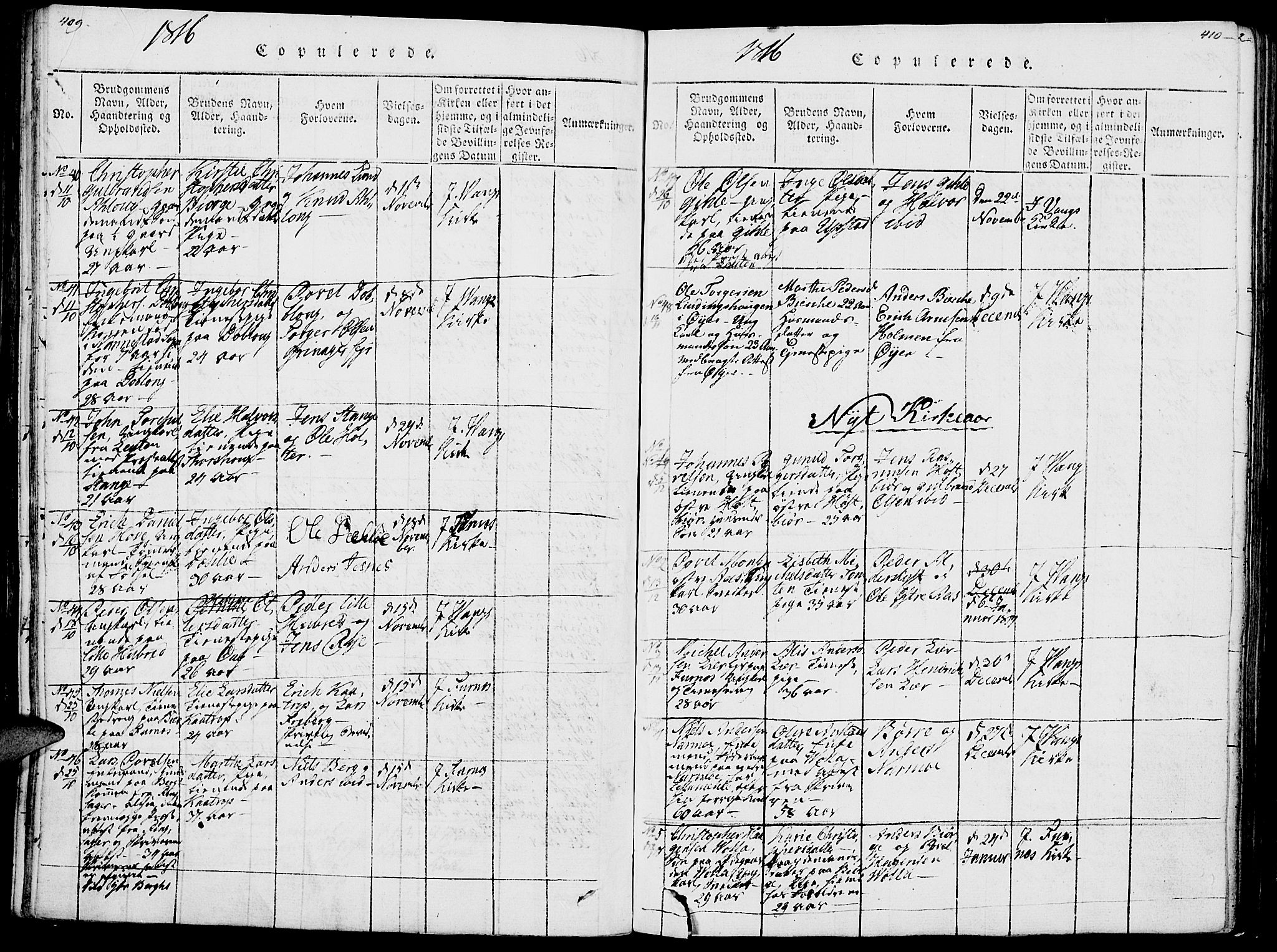 Vang prestekontor, Hedmark, AV/SAH-PREST-008/H/Ha/Haa/L0007: Parish register (official) no. 7, 1813-1826, p. 409-410