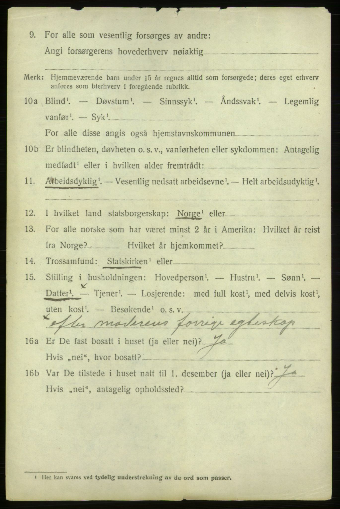 SAB, 1920 census for Ølen, 1920, p. 3394